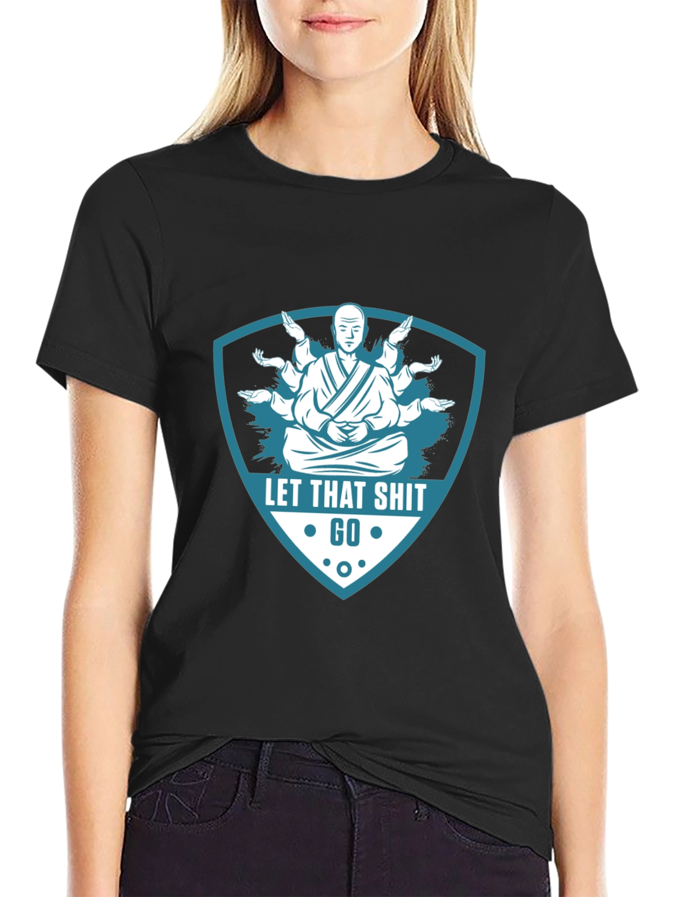 Let That Go T-Shirt - Meditating Monk Graphic Tee