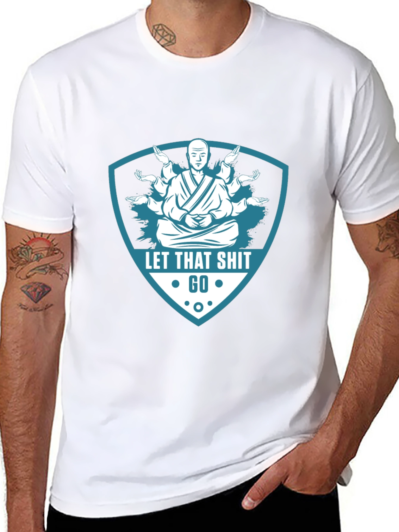 Let That Go T-Shirt - Meditating Monk Graphic Tee