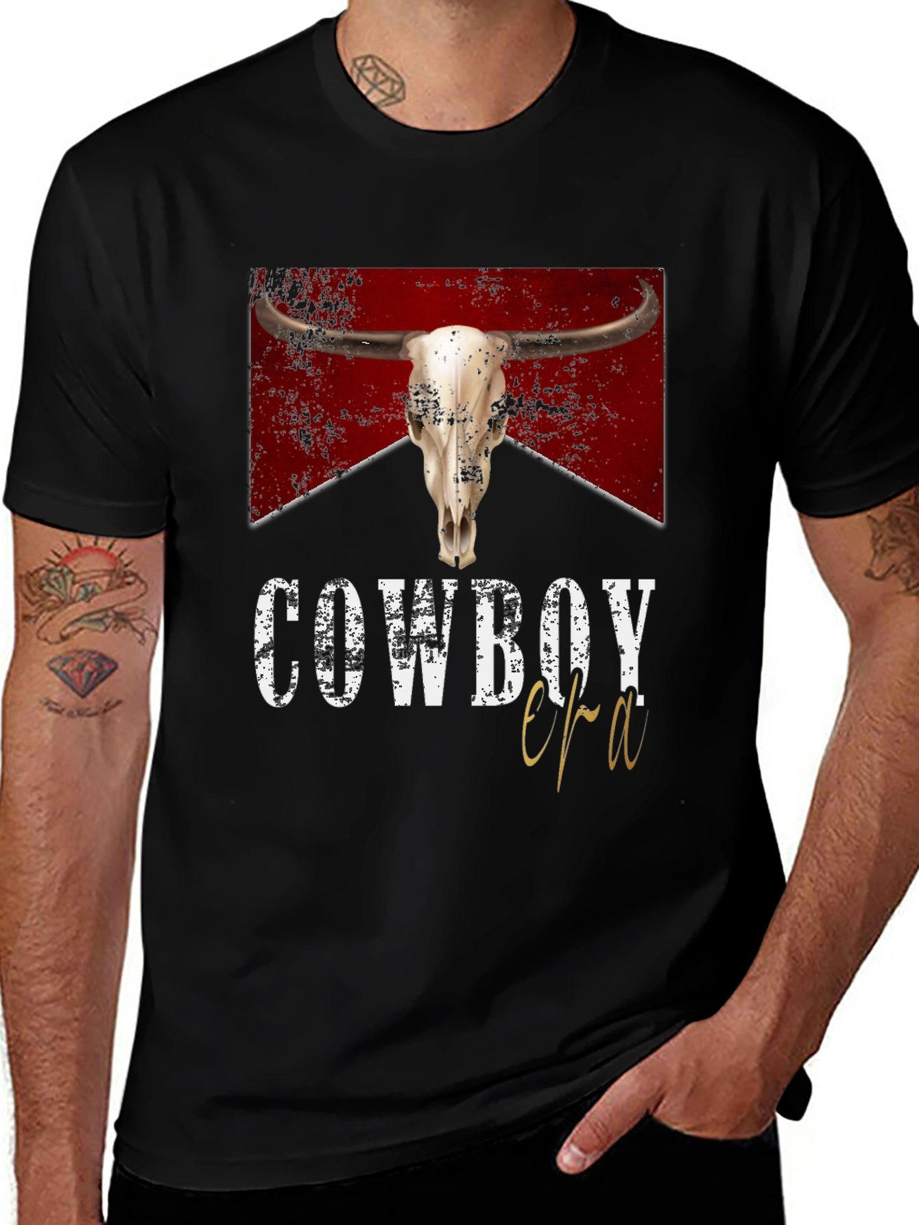 Cowboy Era Graphic Tee - Western Style Black T-Shirt