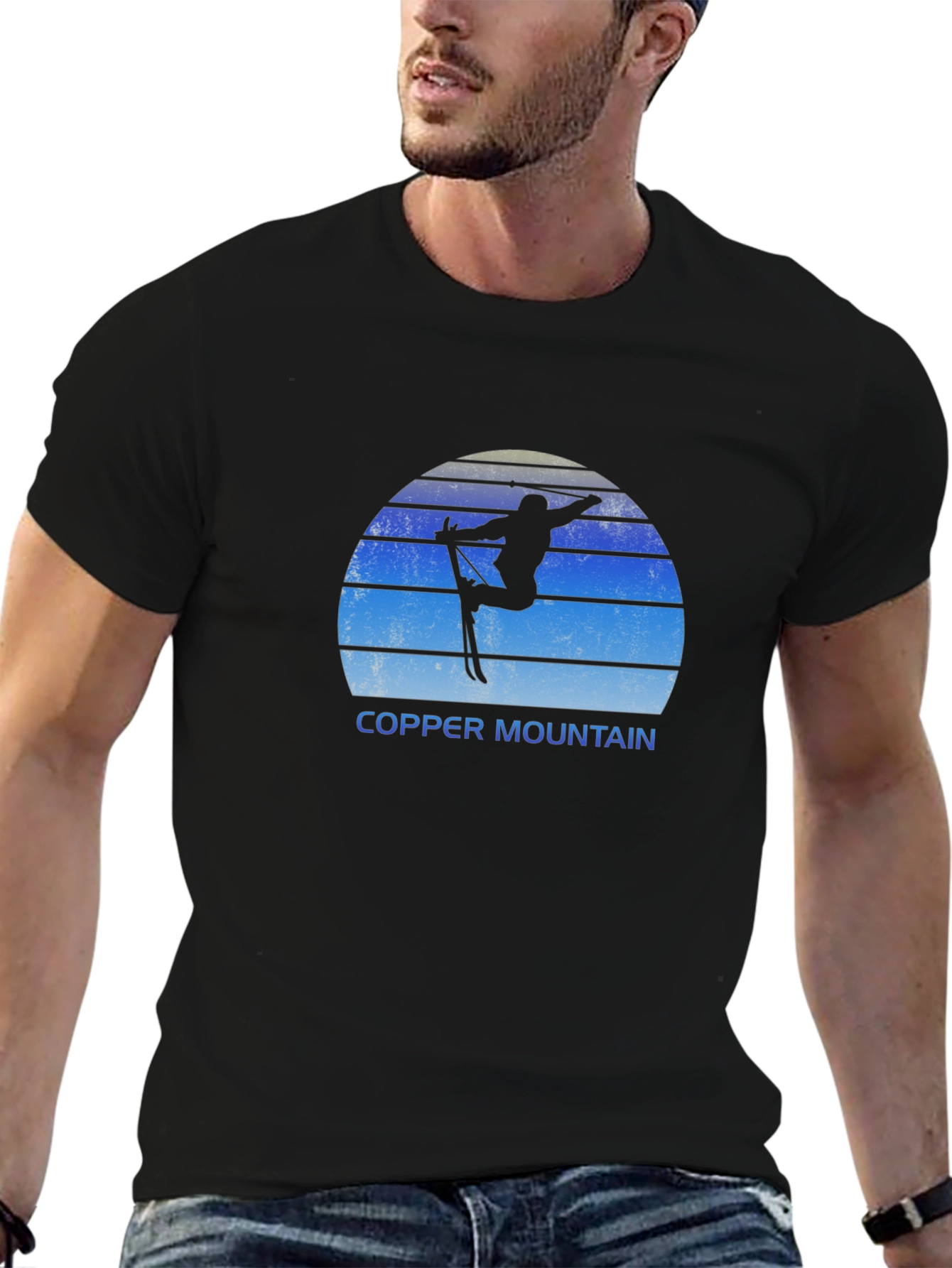 Copper Mountain Skiing T-Shirt - Retro Style Black Tee