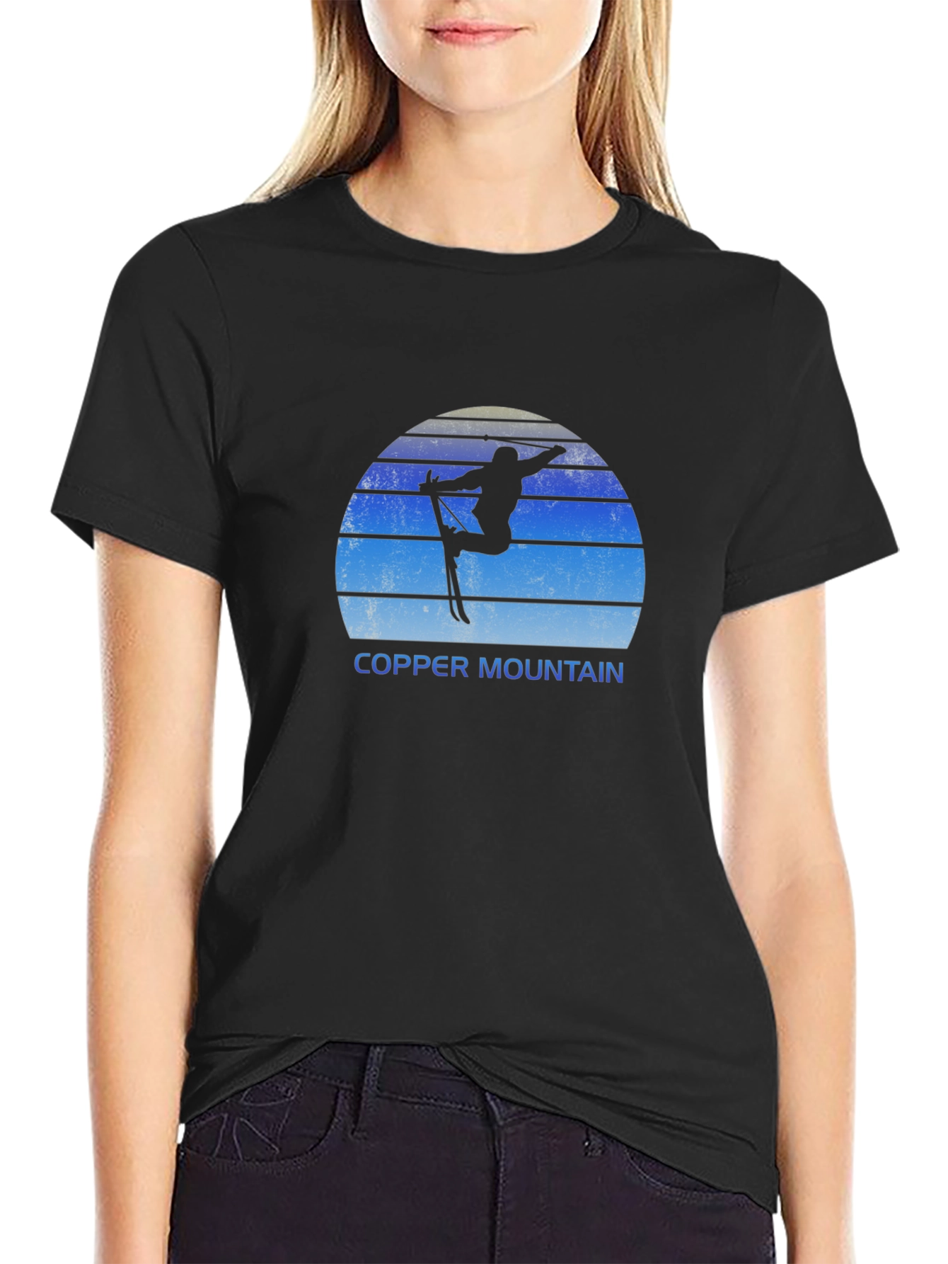 Copper Mountain Skiing T-Shirt - Retro Style Black Tee