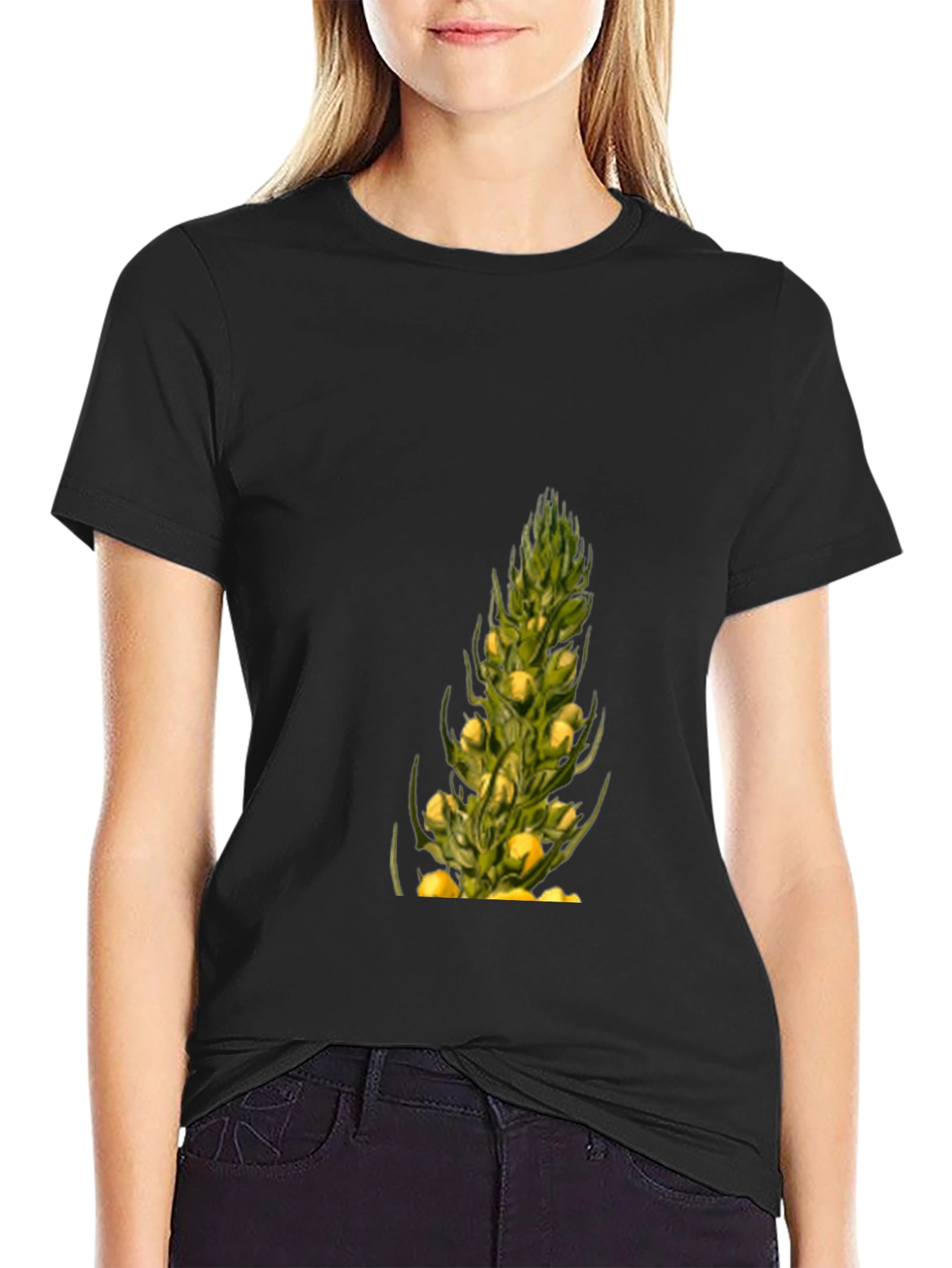 Botanical Print Black T-Shirt