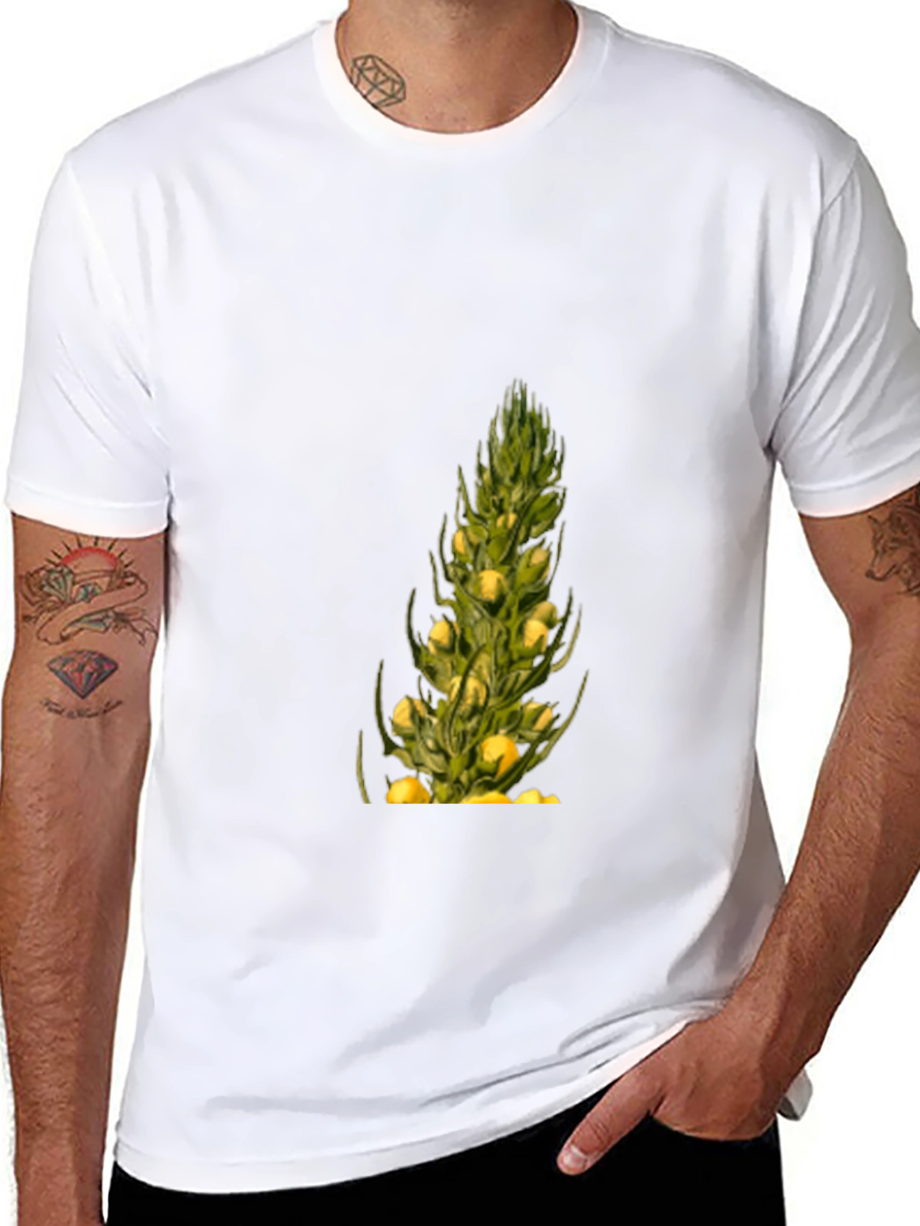 Botanical Print Black T-Shirt