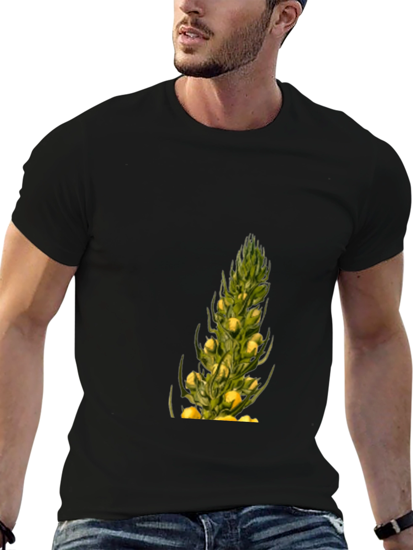 Botanical Print Black T-Shirt