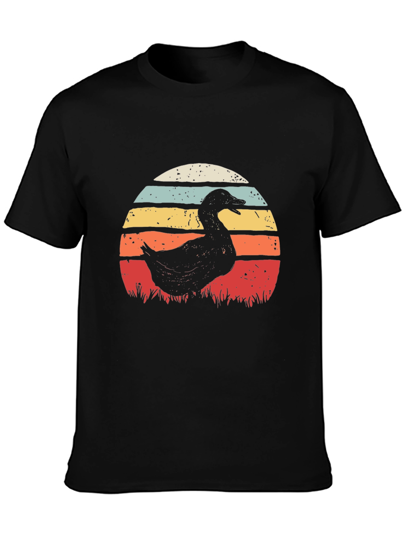 Retro Duck Sunset T-Shirt - Black