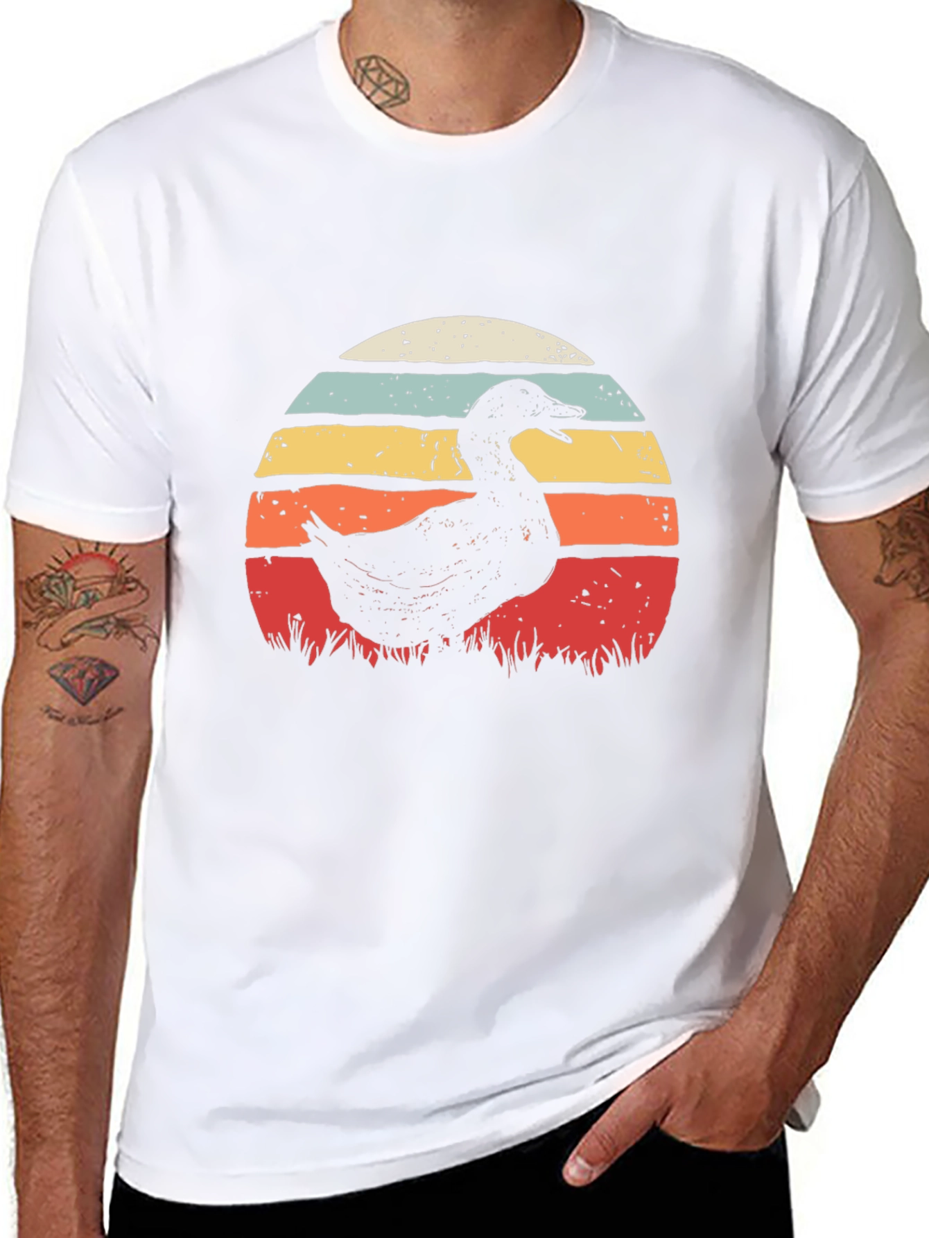 Retro Duck Sunset T-Shirt - Black