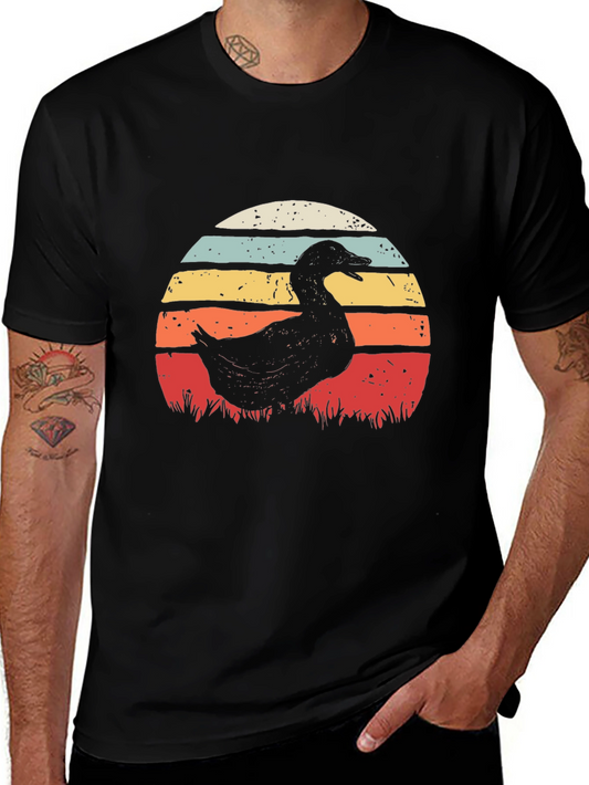 Retro Duck Sunset T-Shirt - Black