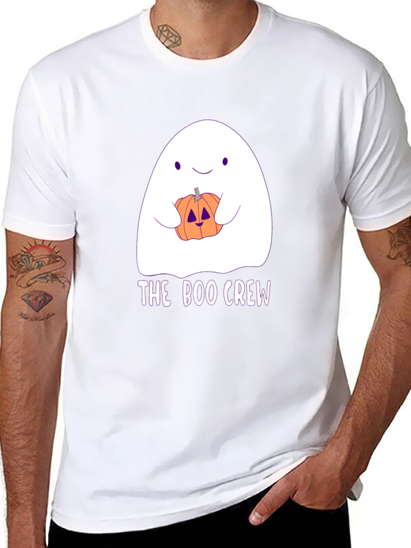 Boo Crew Halloween T-Shirt - Ghost & Pumpkin