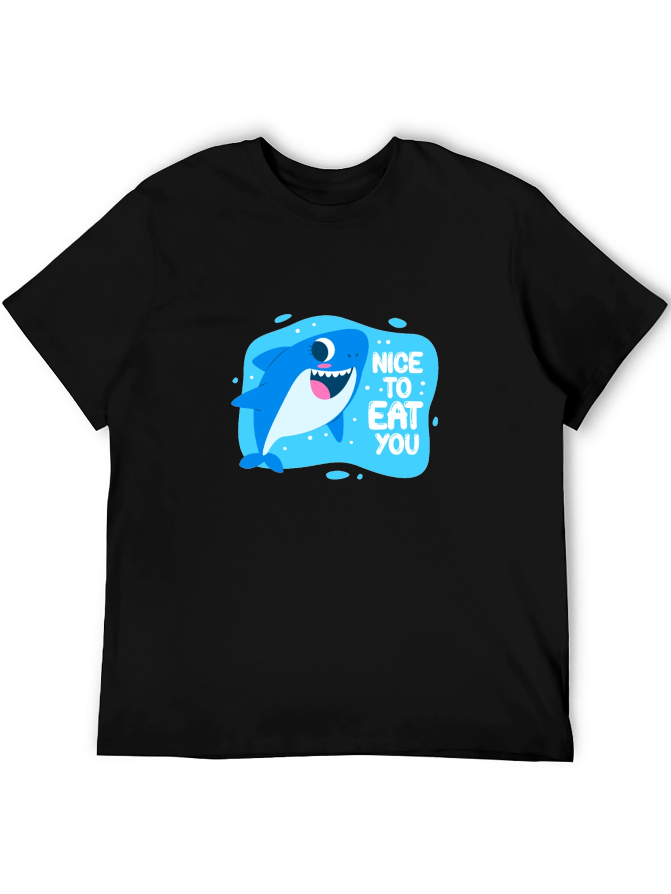 Funny Shark Nice to Eat You Black T-Shirt
