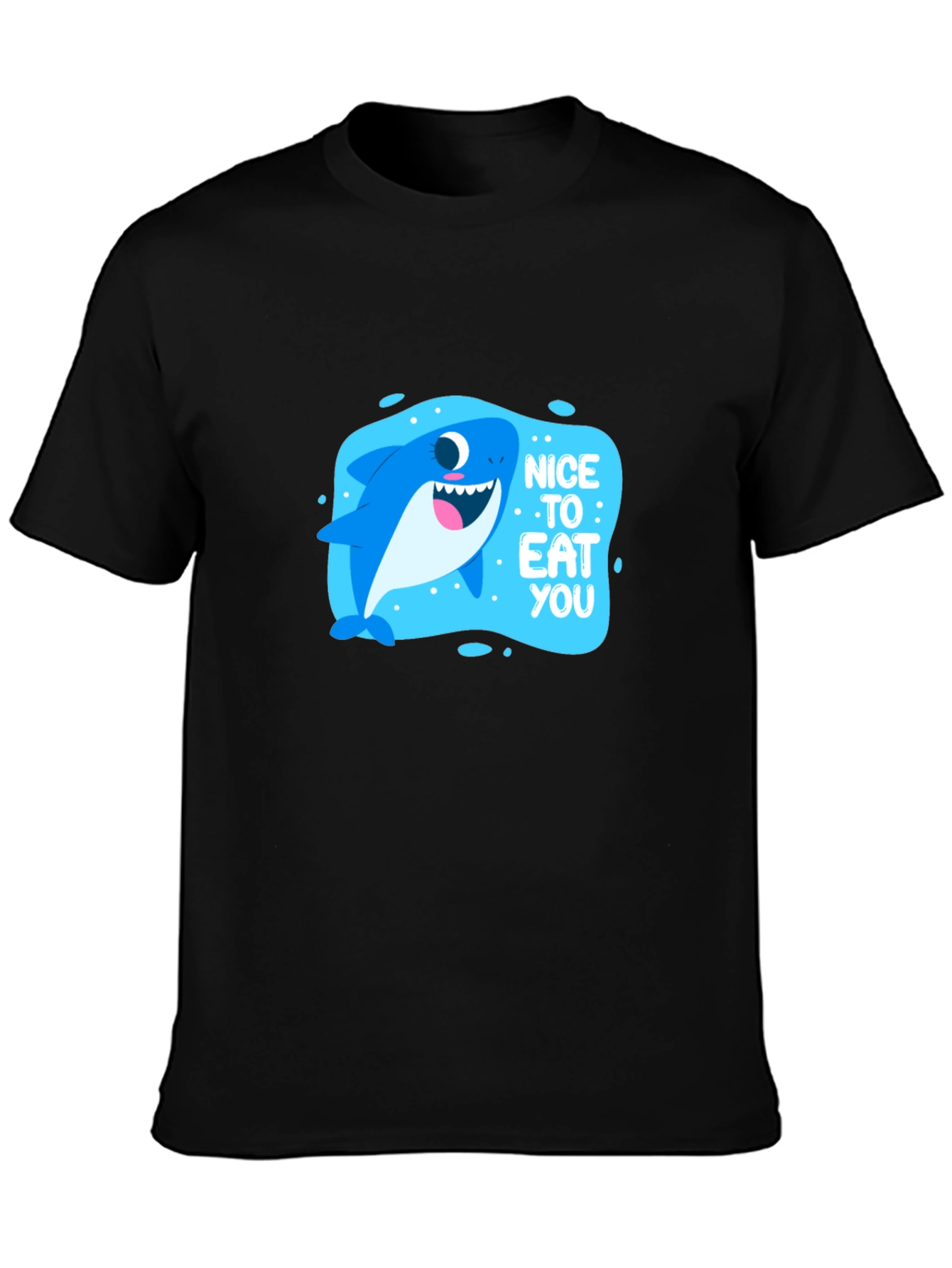Funny Shark Nice to Eat You Black T-Shirt