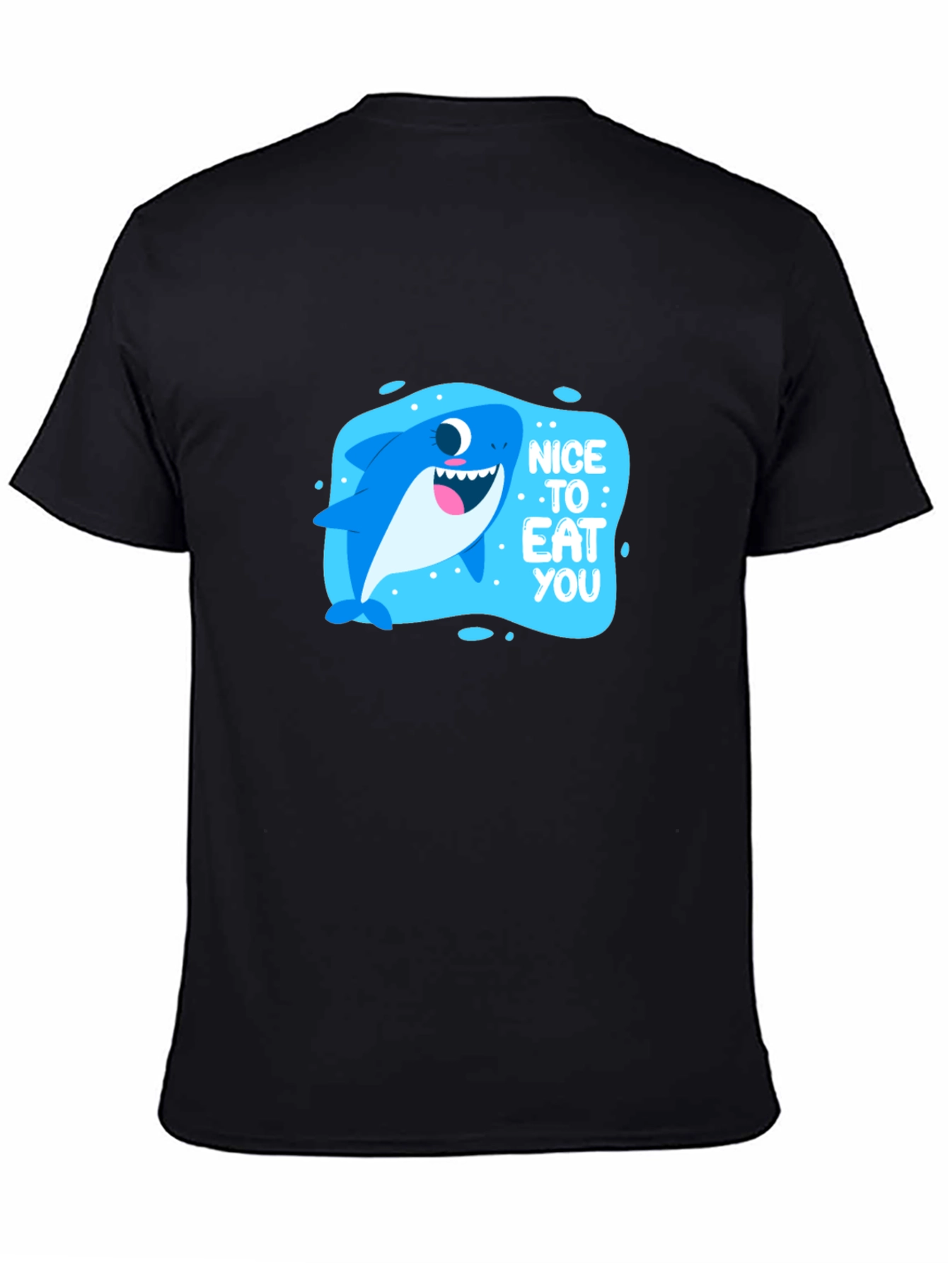 Funny Shark Nice to Eat You Black T-Shirt