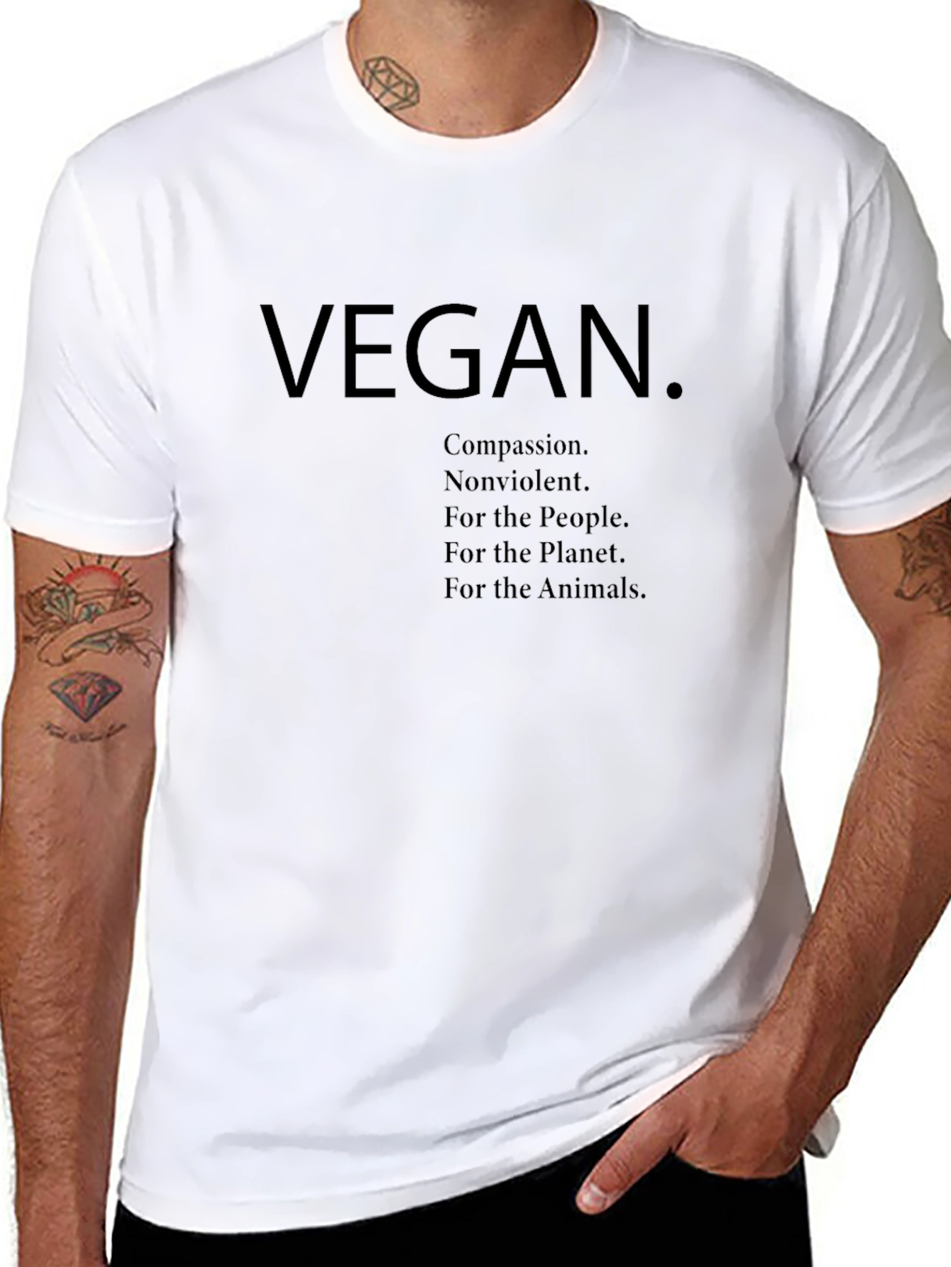 Vegan Graphic Tee - Compassion Nonviolence Planet Animals