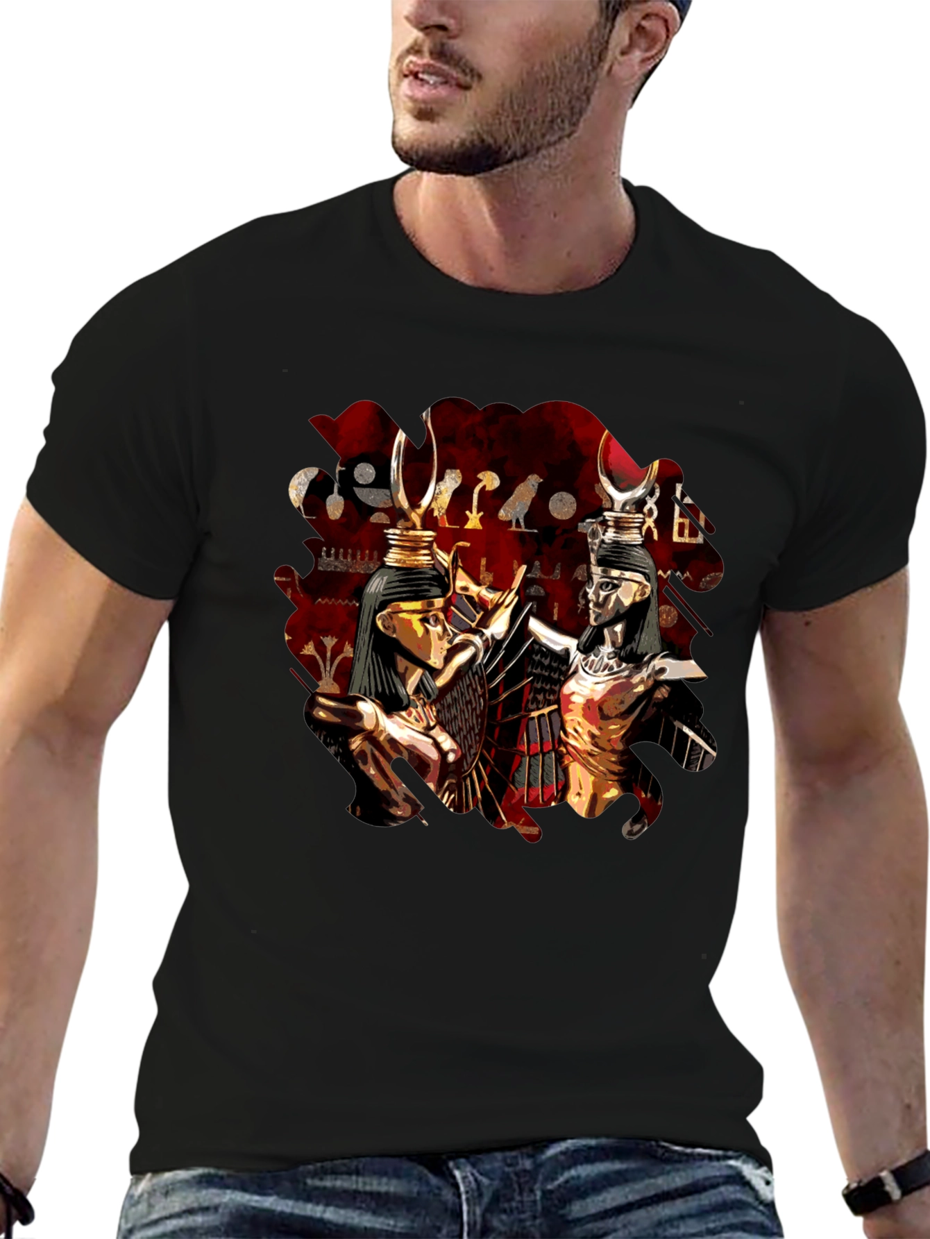 Egyptian Gods Graphic Print T-Shirt