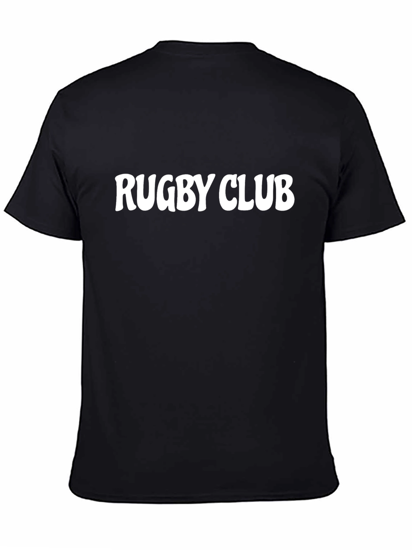 Rugby Club Graphic Tee - Black Cotton T-Shirt