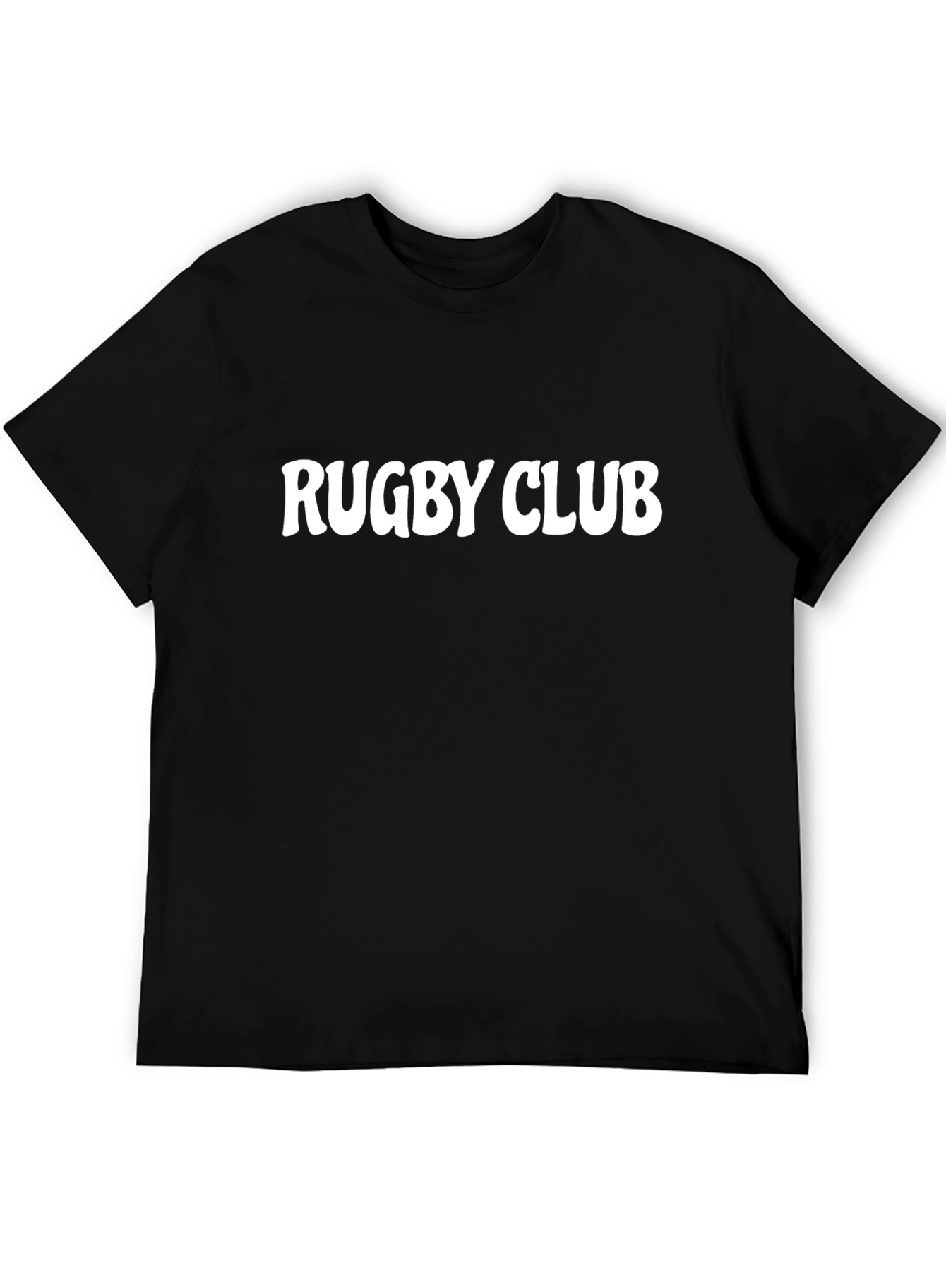 Rugby Club Graphic Tee - Black Cotton T-Shirt