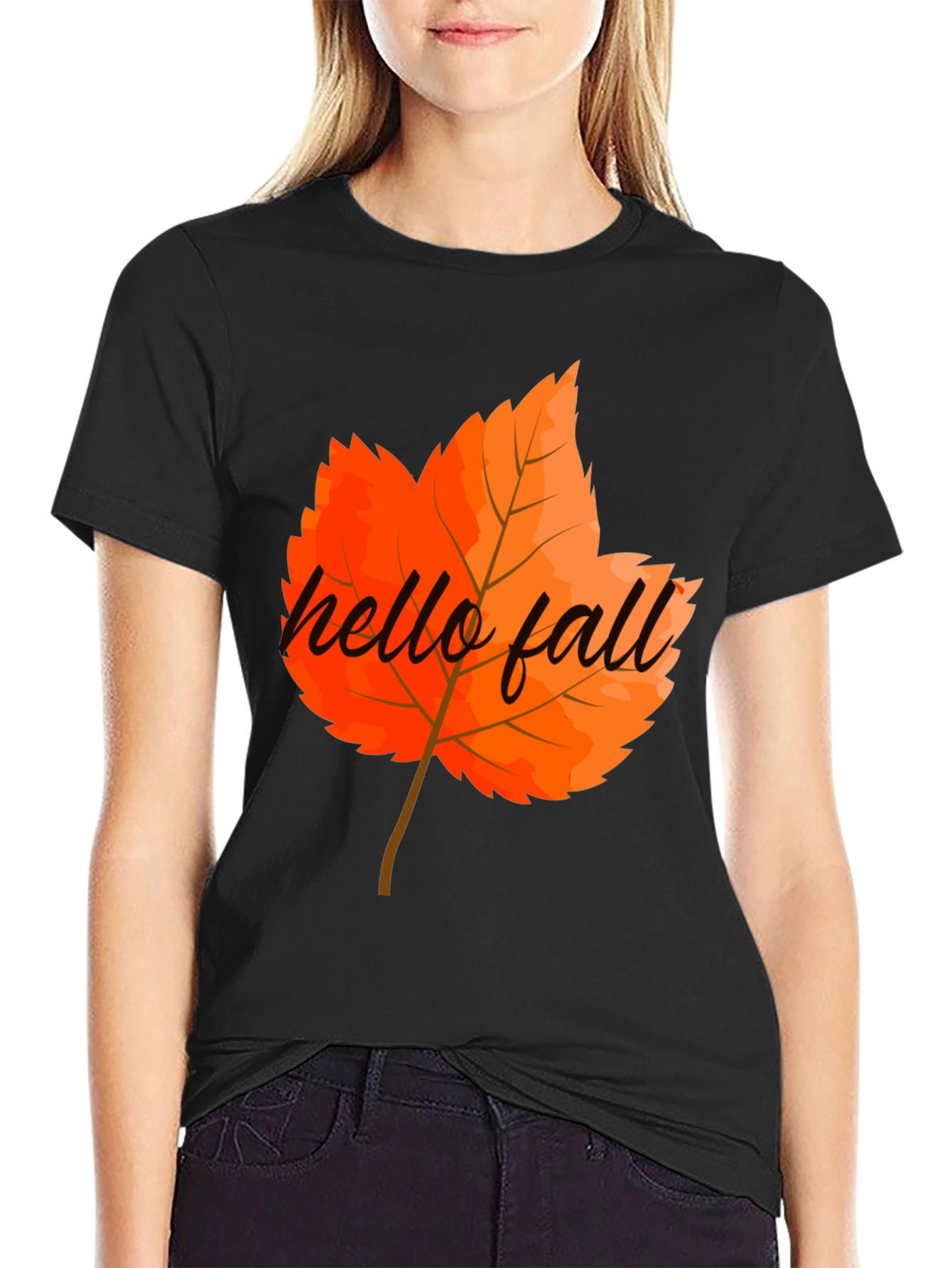 Hello Fall Graphic Tee - Autumn Leaf T-Shirt