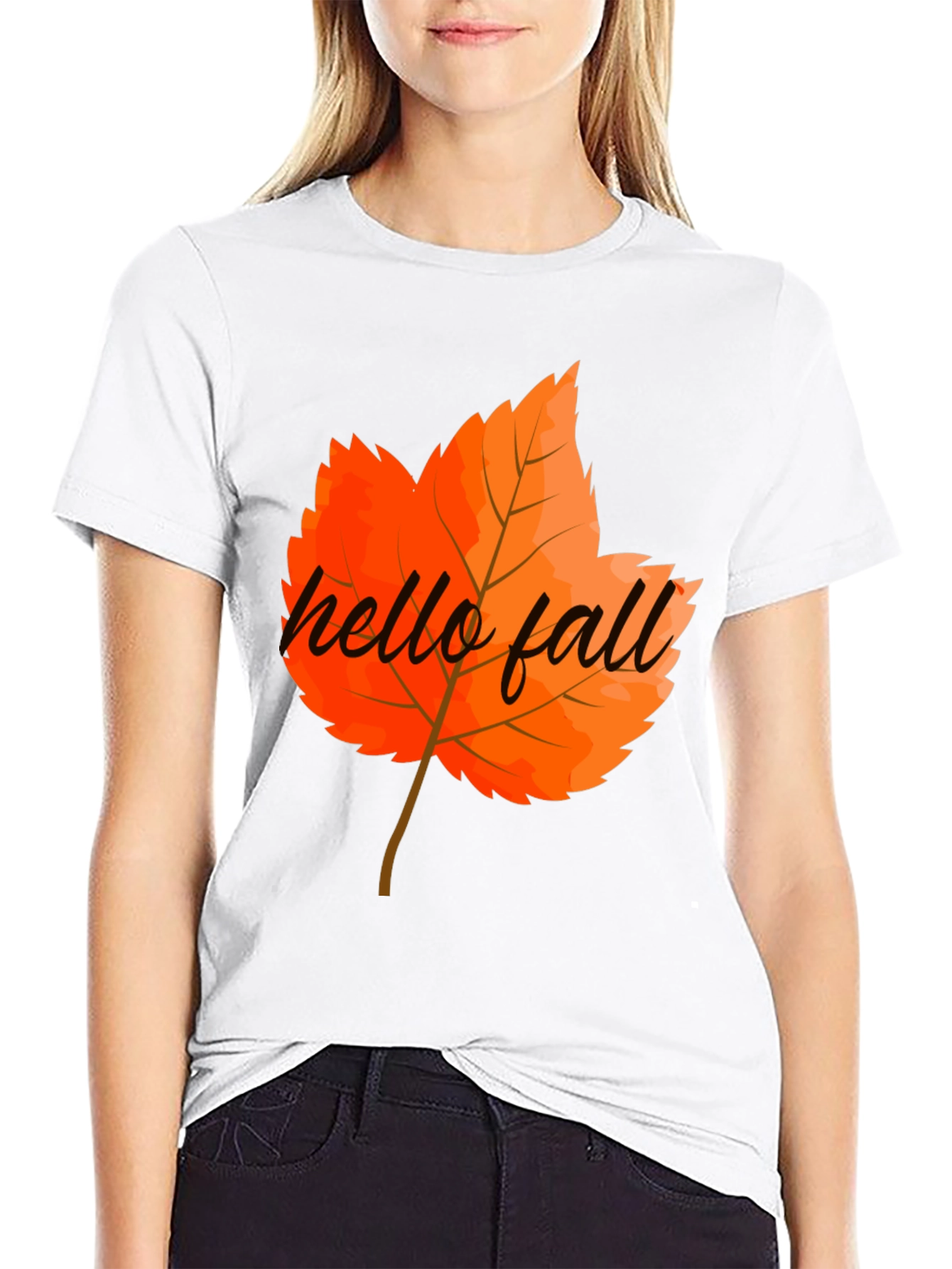 Hello Fall Graphic Tee - Autumn Leaf T-Shirt