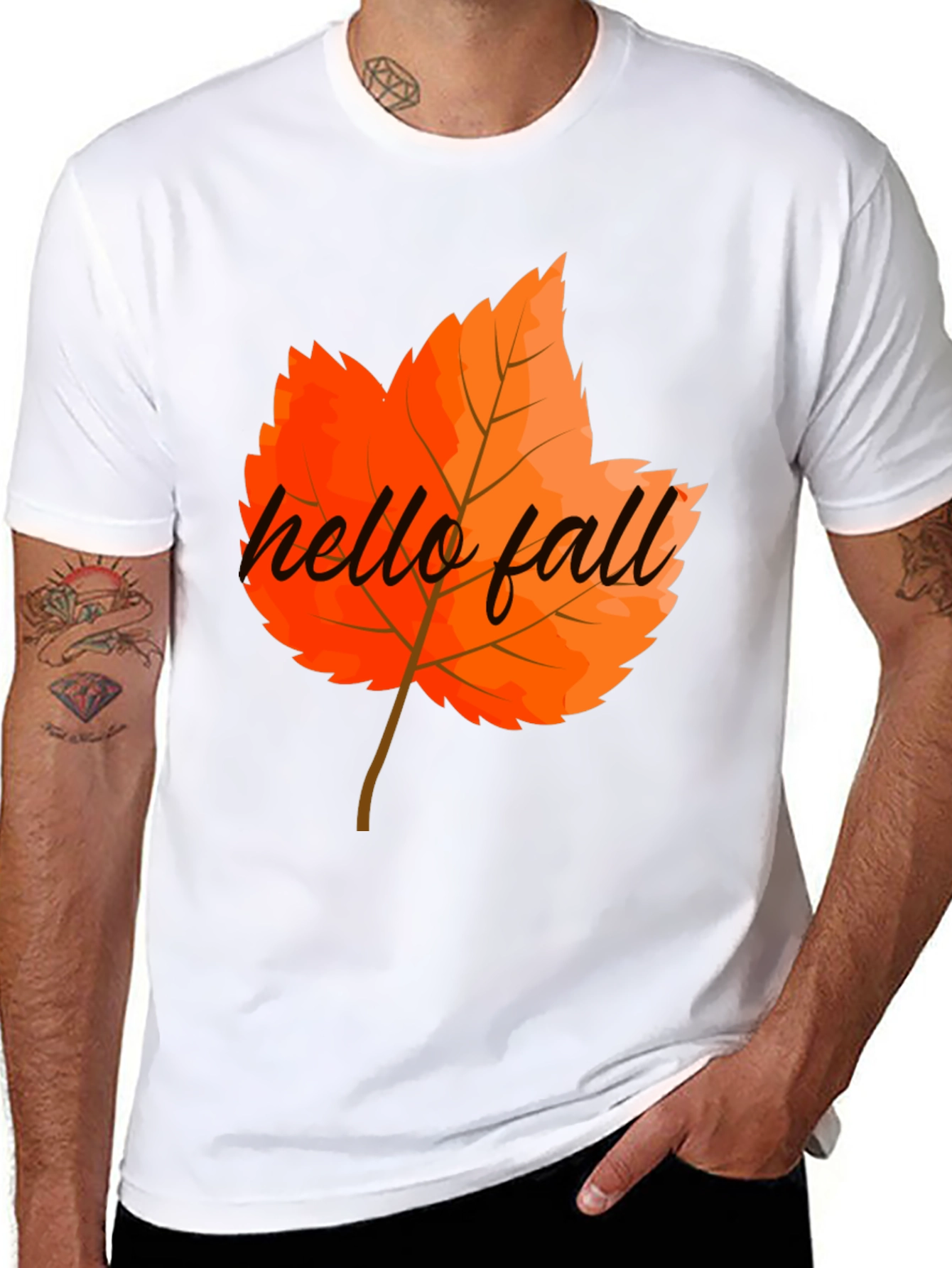 Hello Fall Graphic Tee - Autumn Leaf T-Shirt