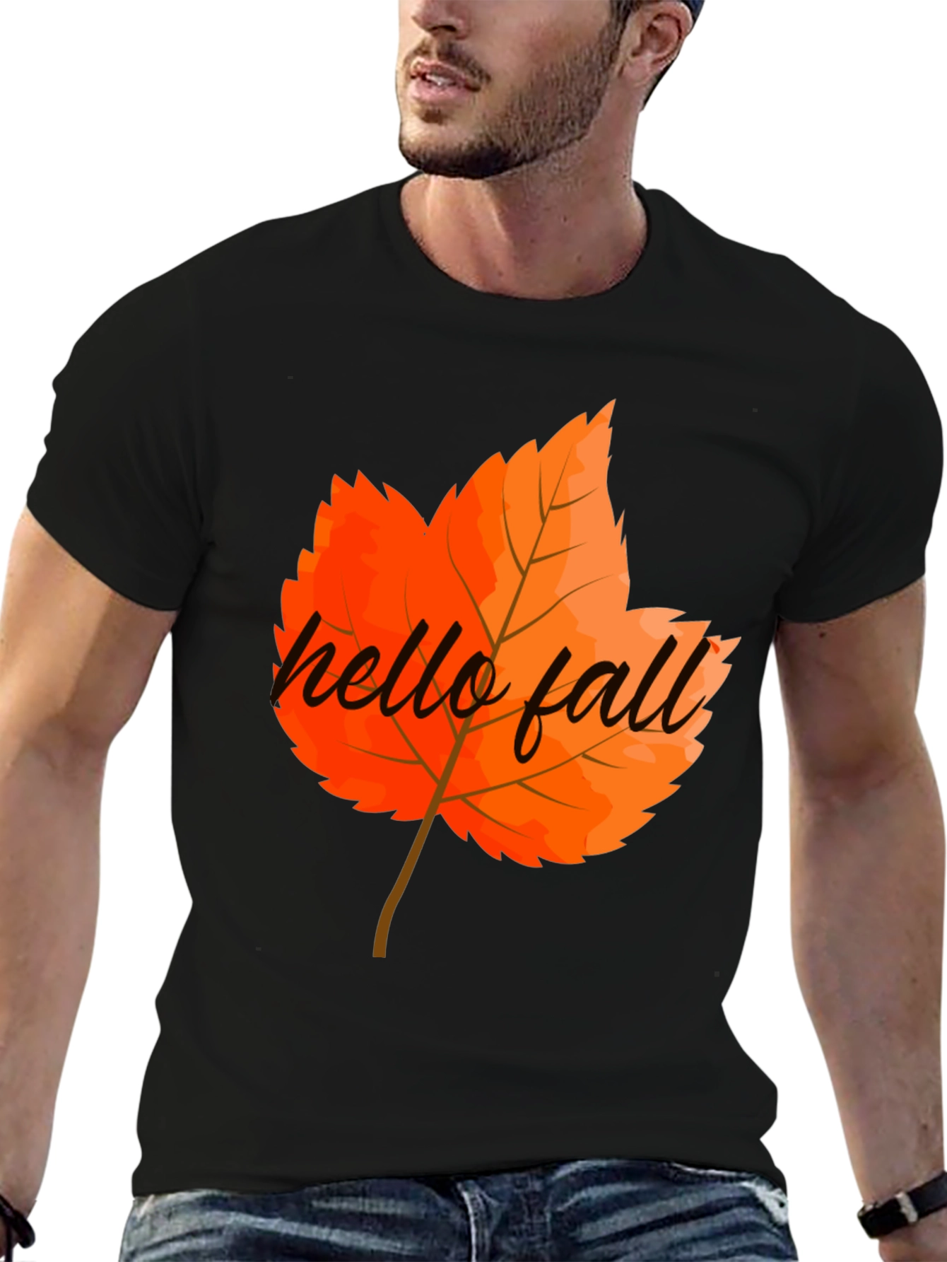 Hello Fall Graphic Tee - Autumn Leaf T-Shirt