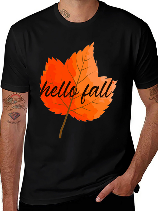Hello Fall Graphic Tee - Autumn Leaf T-Shirt