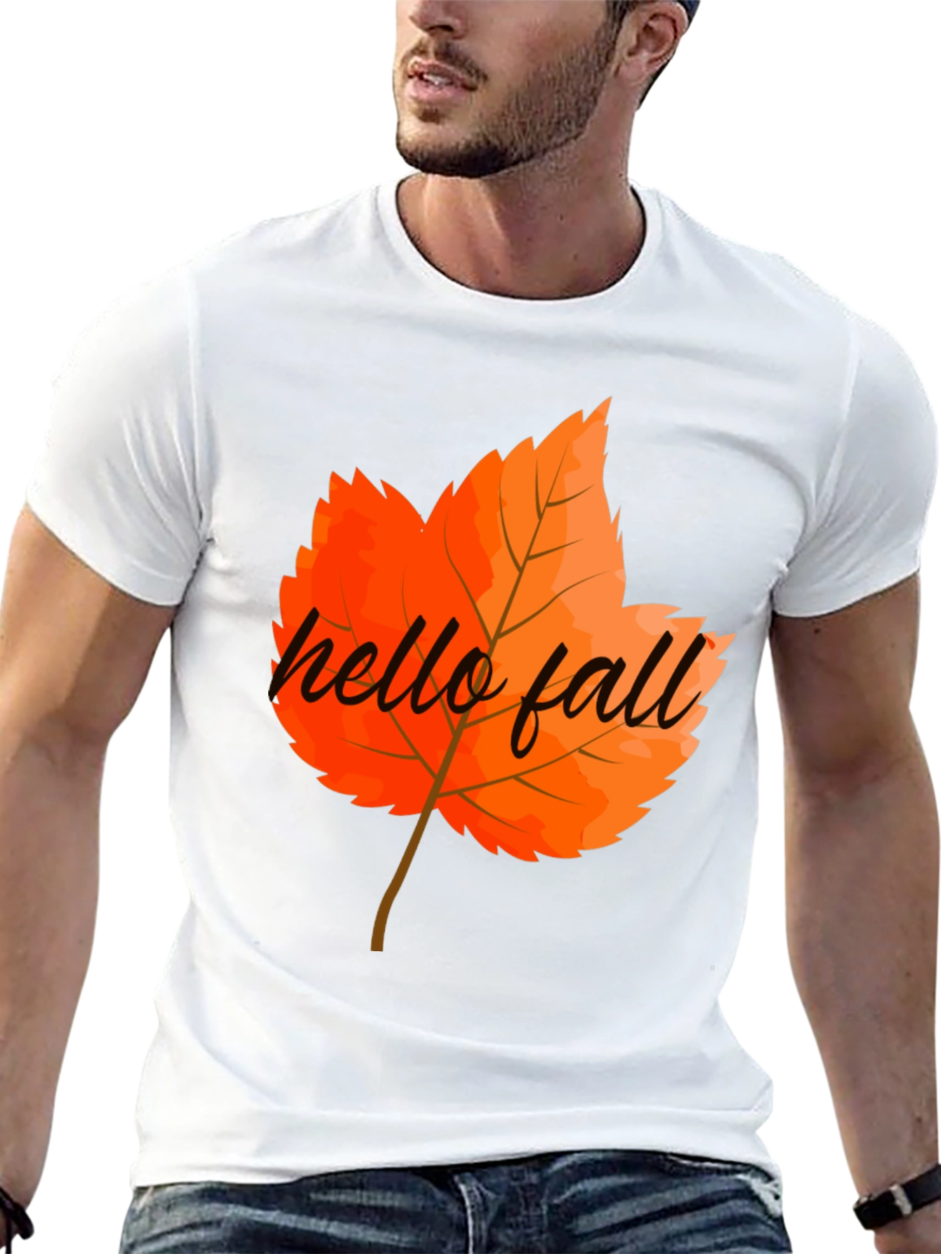 Hello Fall Graphic Tee - Autumn Leaf T-Shirt