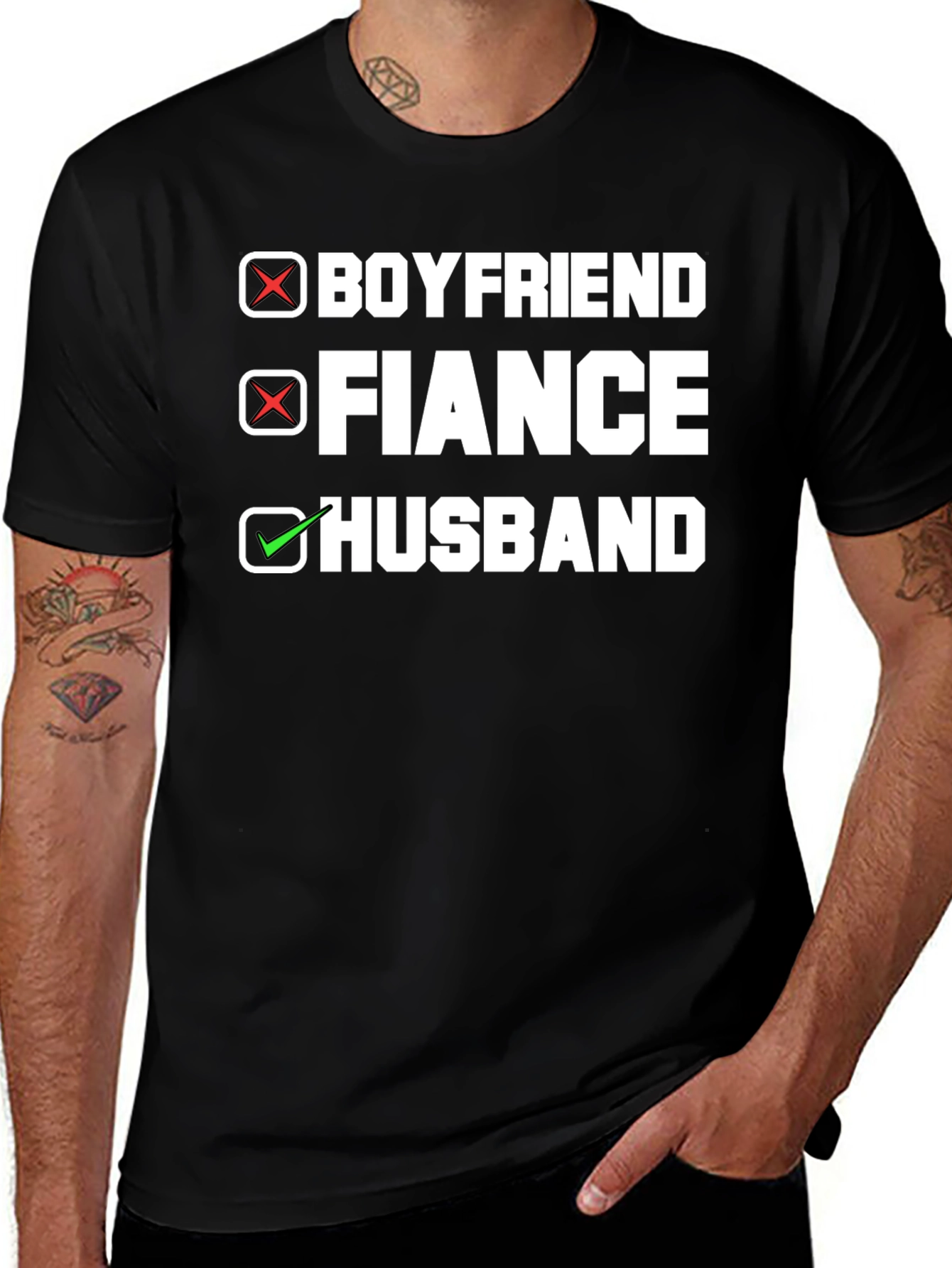 Husband T-Shirt - Boyfriend Fiance Checkbox Design