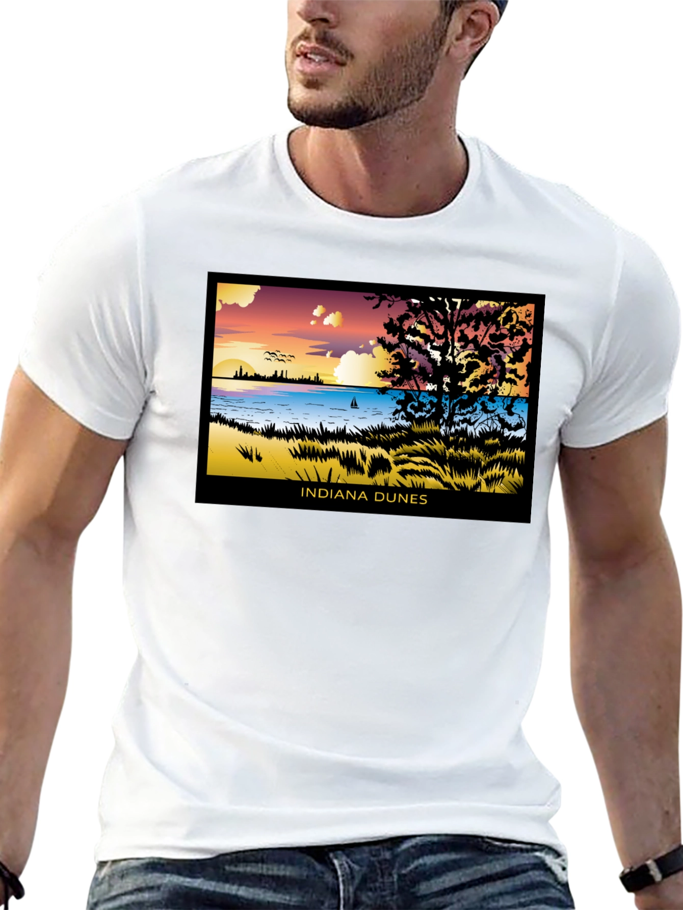 Indiana Dunes Graphic Tee - Lakefront View