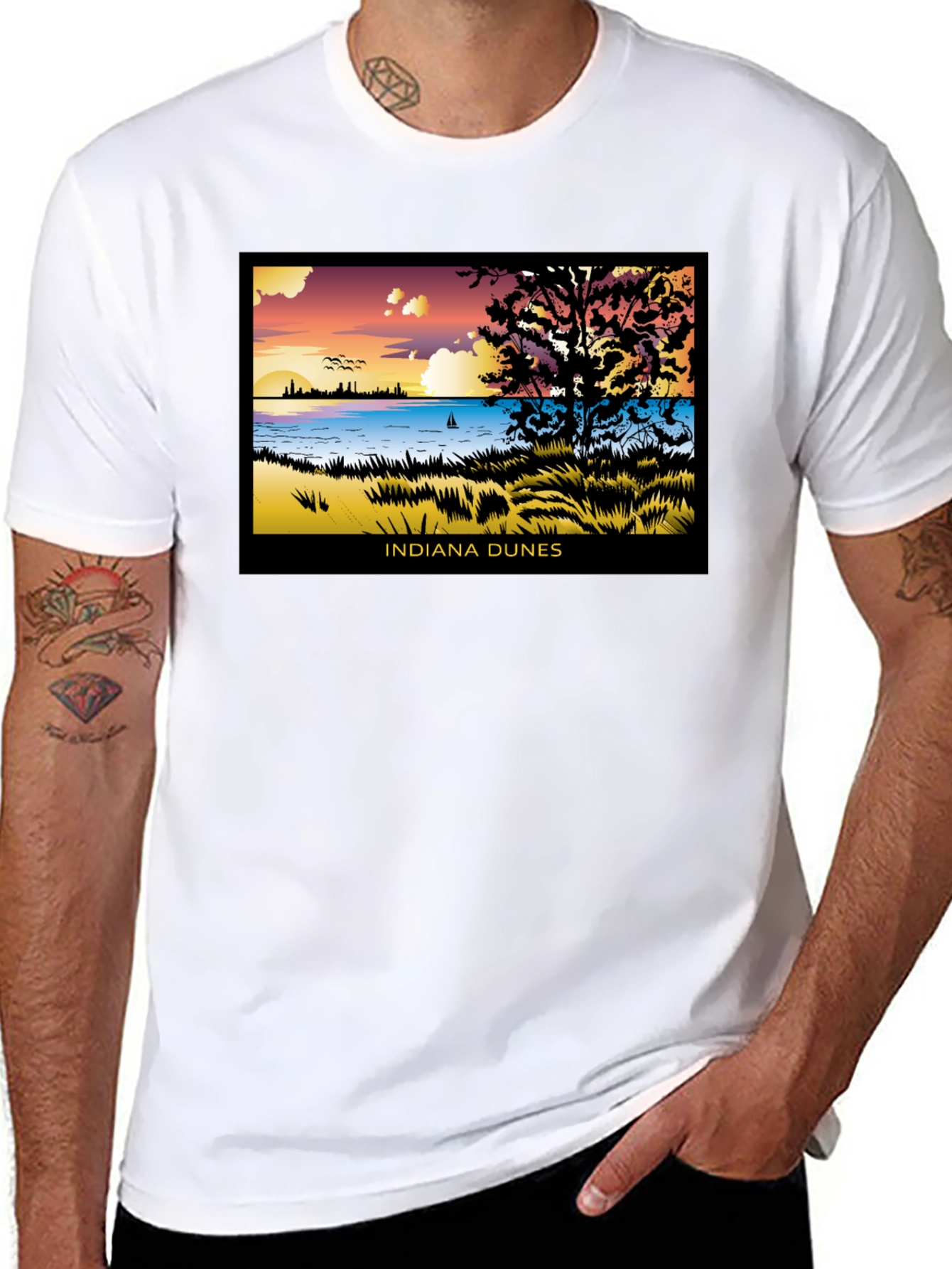 Indiana Dunes Graphic Tee - Lakefront View