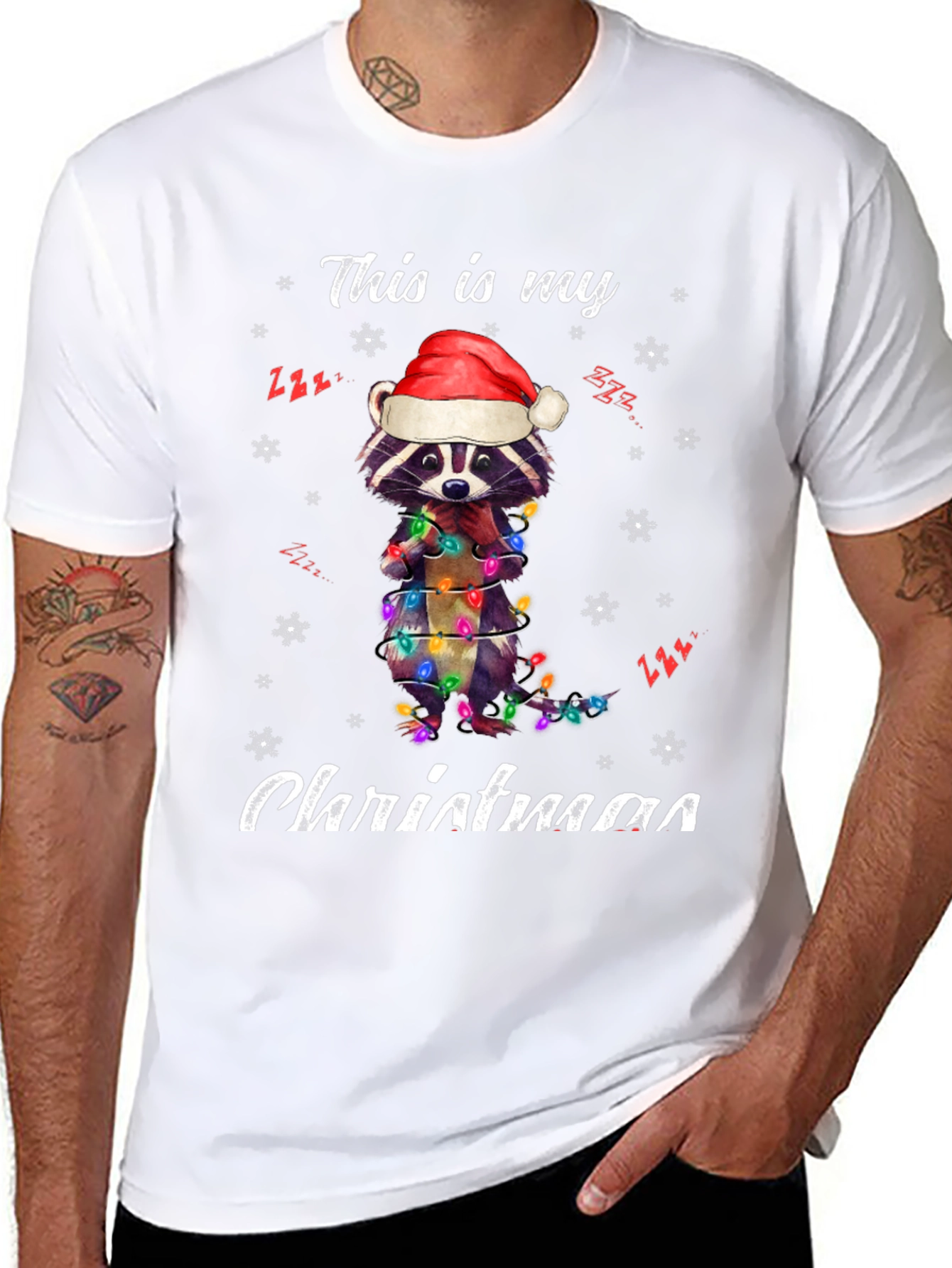 Festive Raccoon Christmas T-Shirt