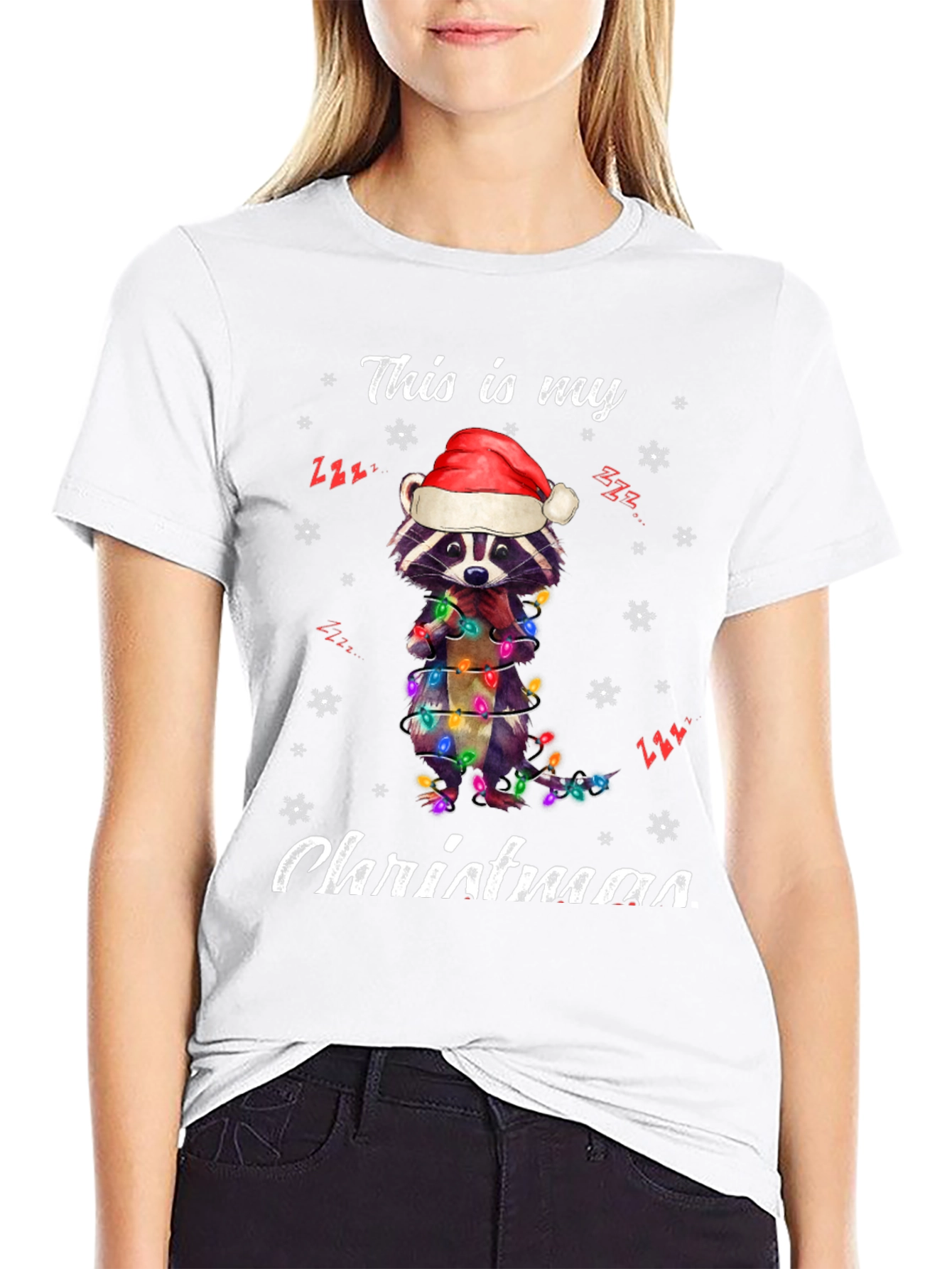 Festive Raccoon Christmas T-Shirt
