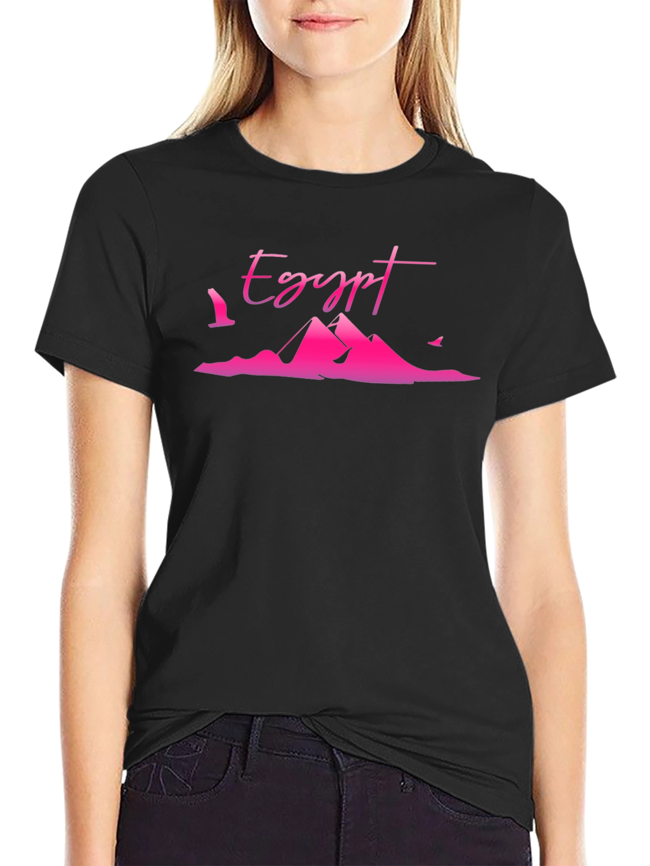 Egypt Pyramid Graphic Tee - Black Cotton T-Shirt