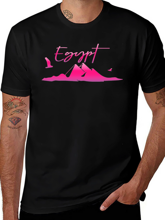 Egypt Pyramid Graphic Tee - Black Cotton T-Shirt