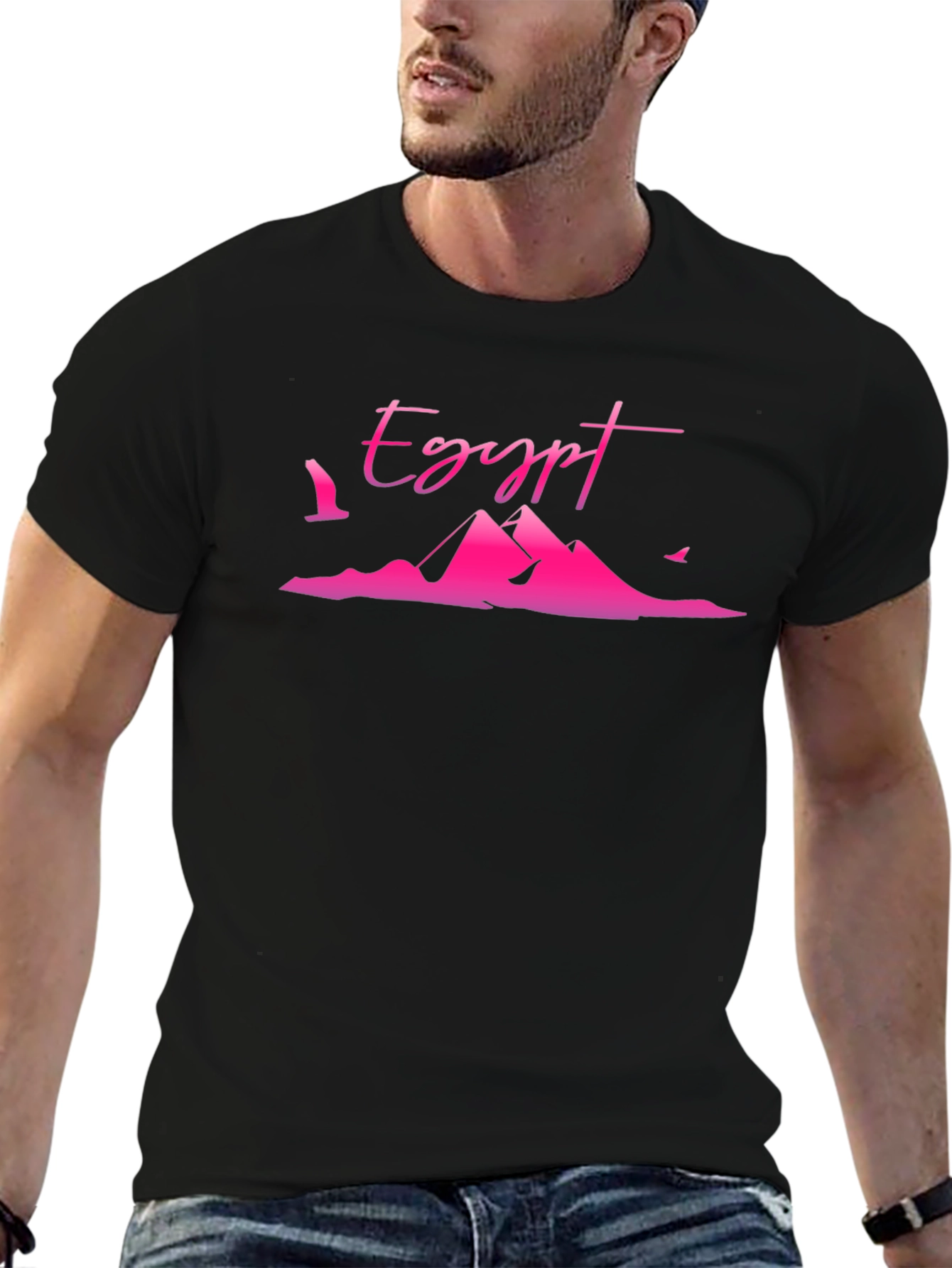 Egypt Pyramid Graphic Tee - Black Cotton T-Shirt