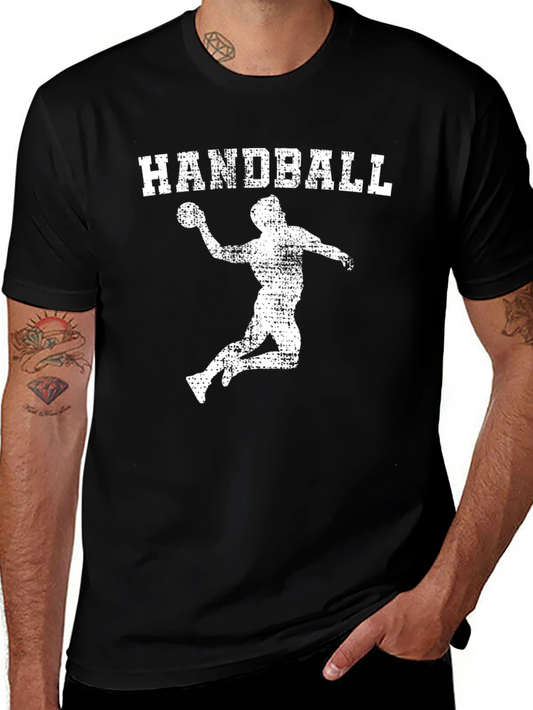 Handball Player Graphic Tee - Black Cotton T-Shirt
