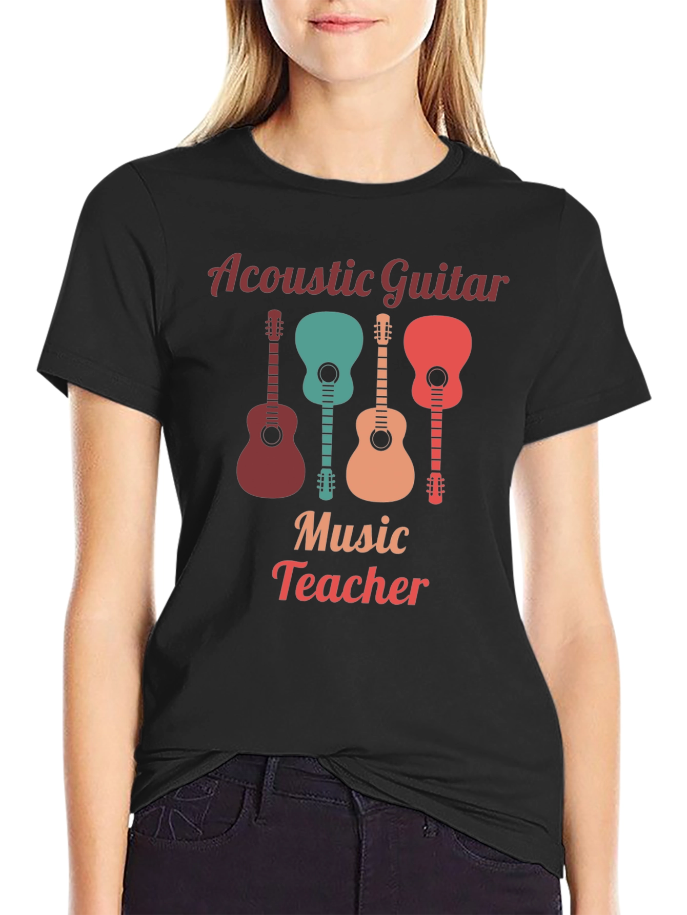 Acoustic Guitar Music Teacher Graphic Tee