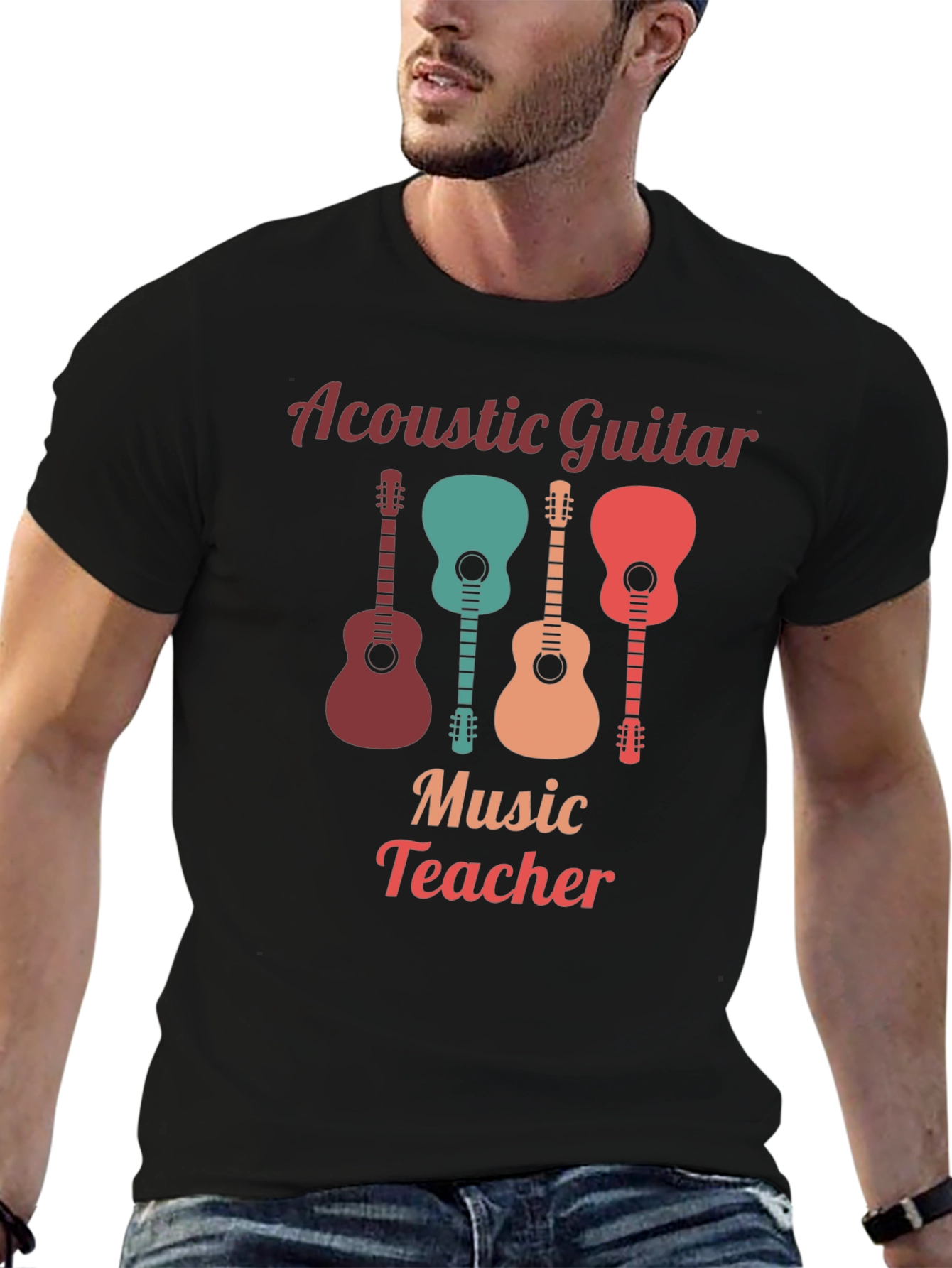 Acoustic Guitar Music Teacher Graphic Tee
