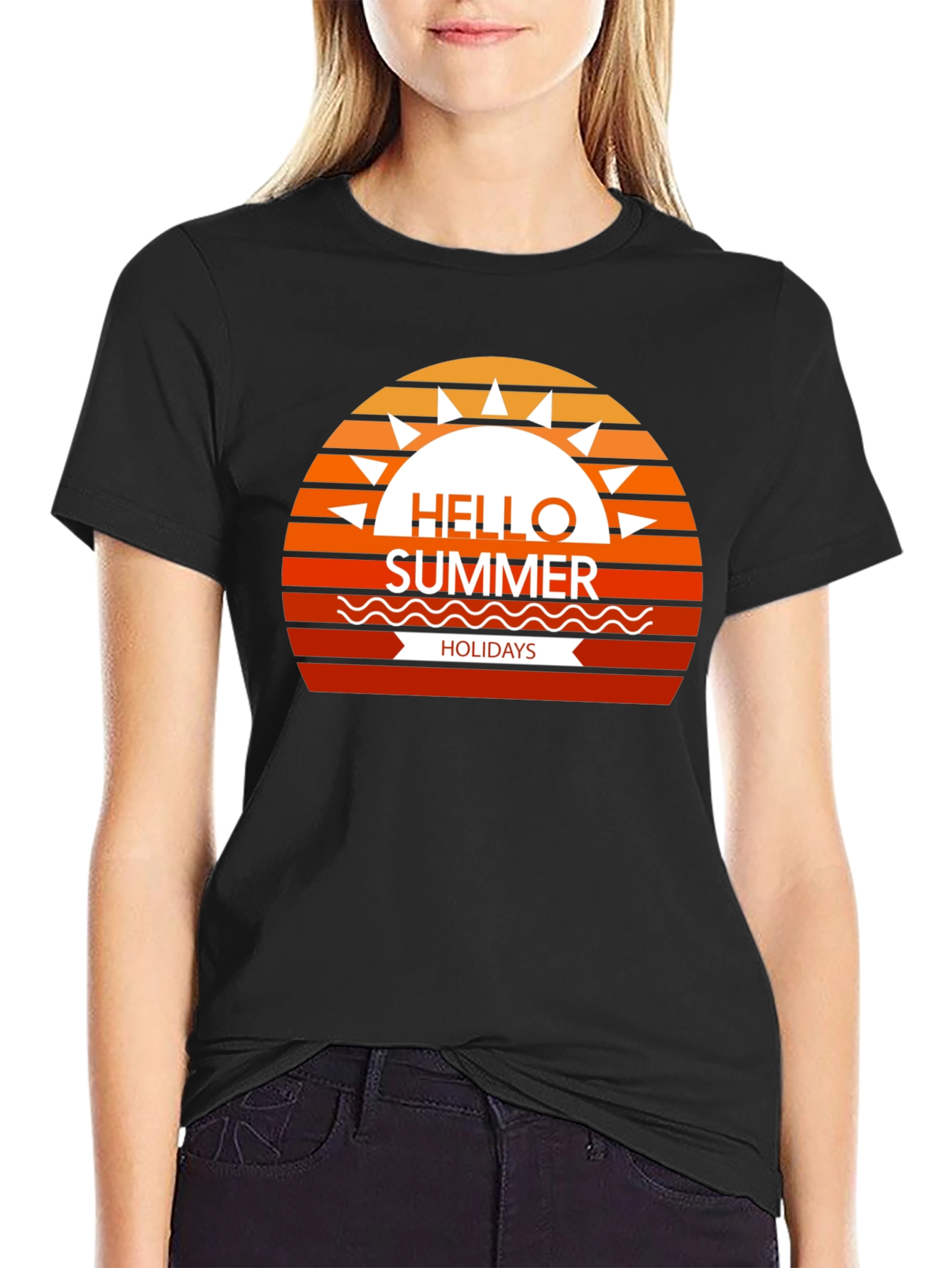 Summer Holidays Graphic Tee - Black