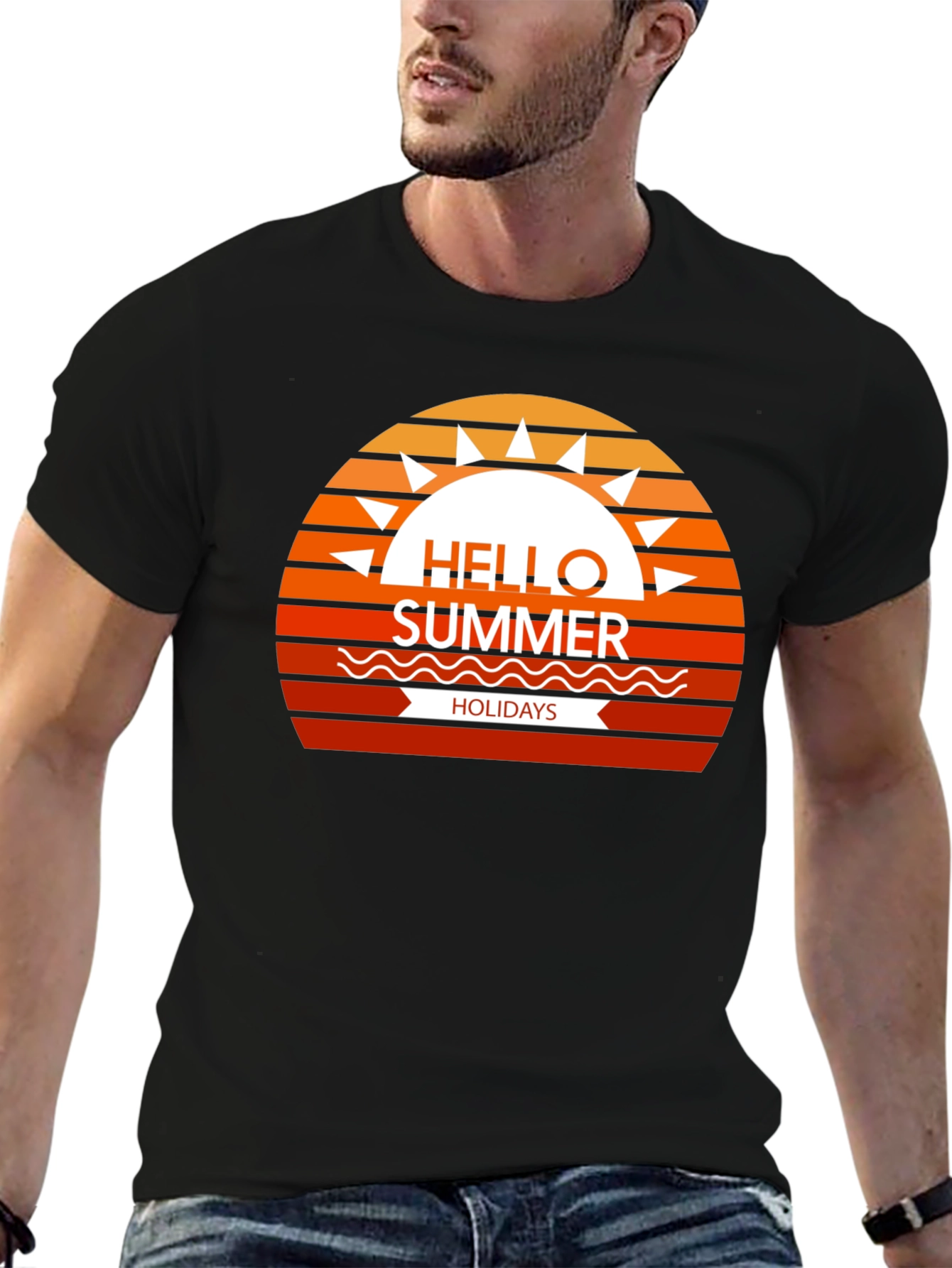 Summer Holidays Graphic Tee - Black