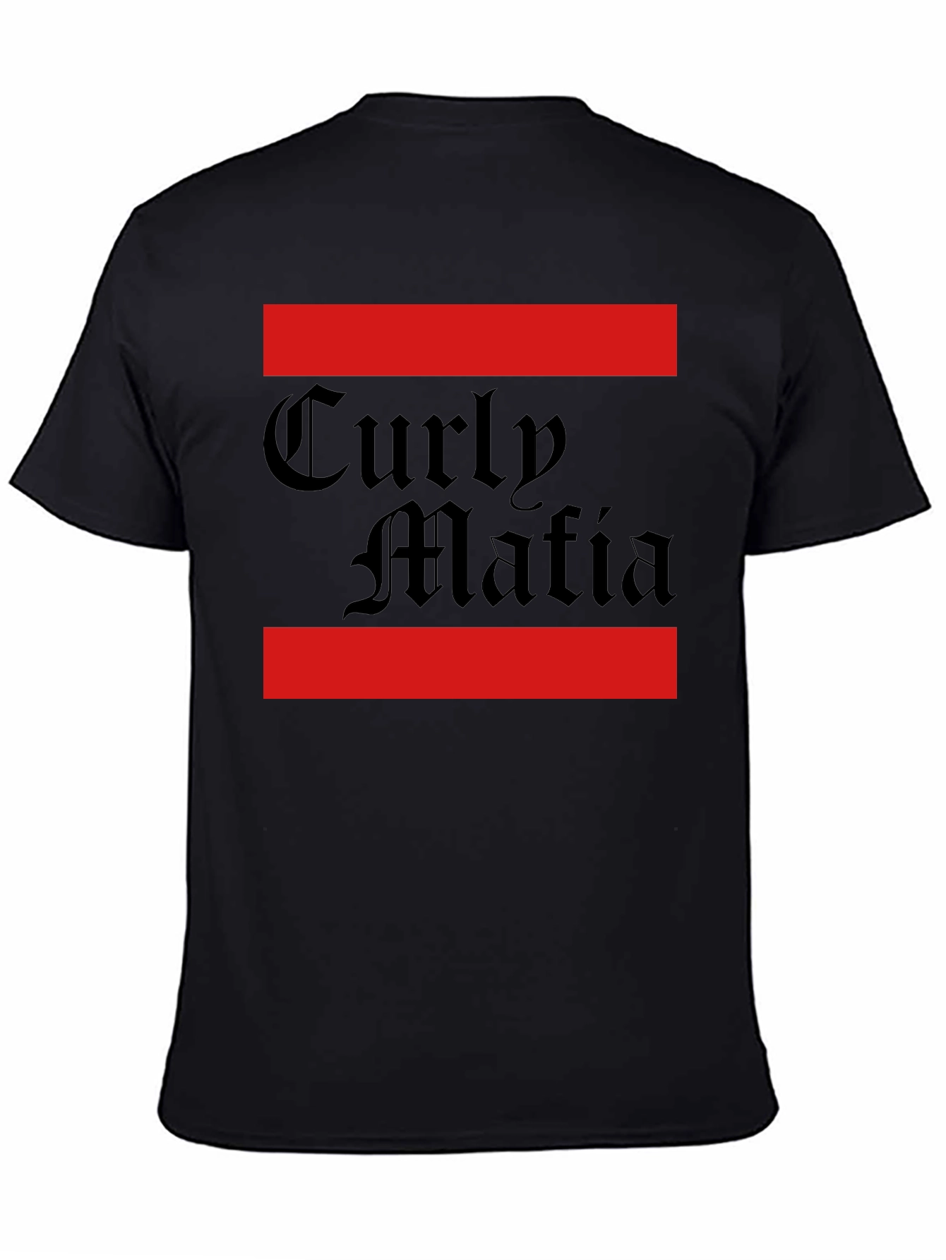 Curly Mafia Black Graphic T-Shirt - Bold Design