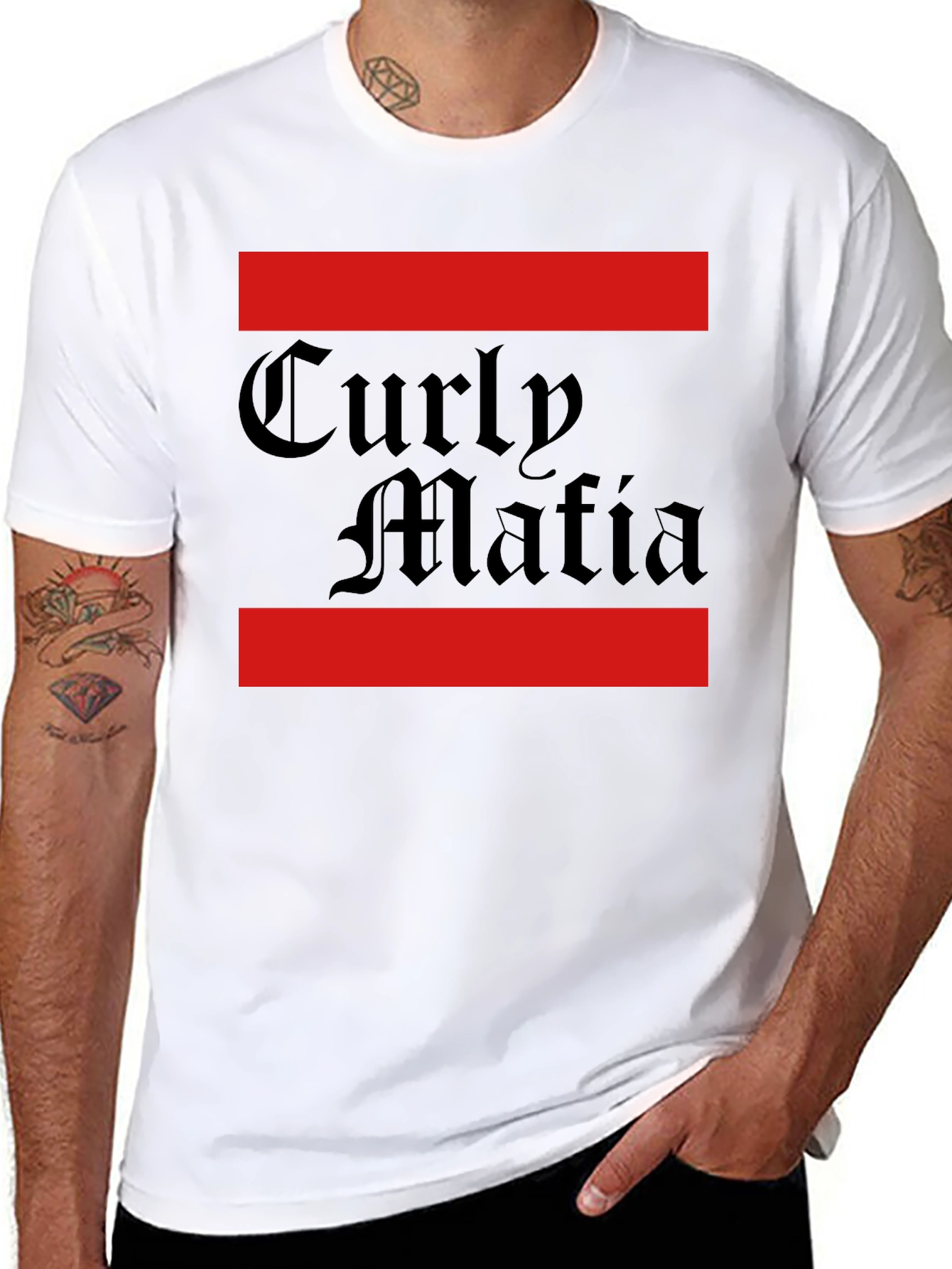 Curly Mafia Black Graphic T-Shirt - Bold Design