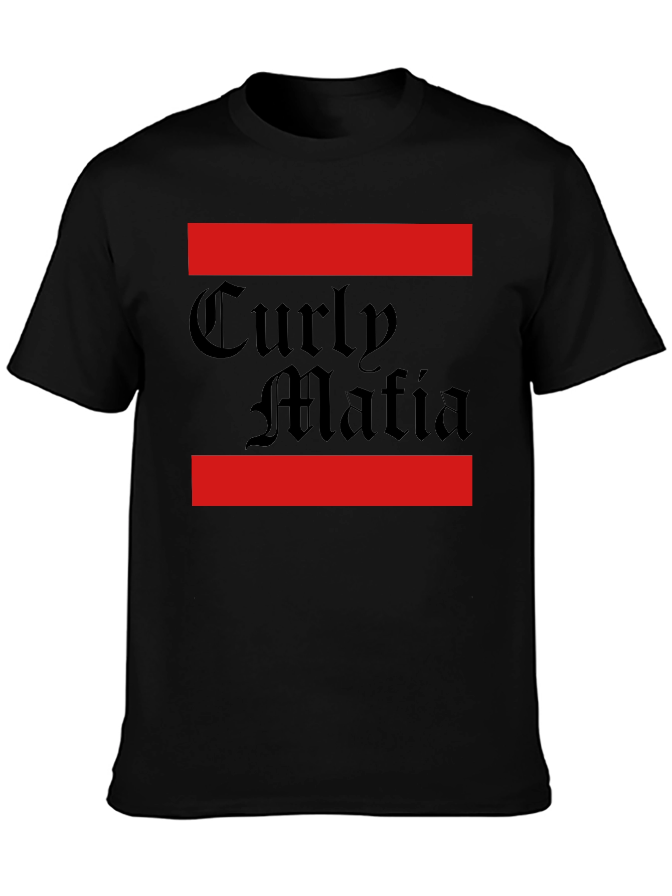 Curly Mafia Black Graphic T-Shirt - Bold Design