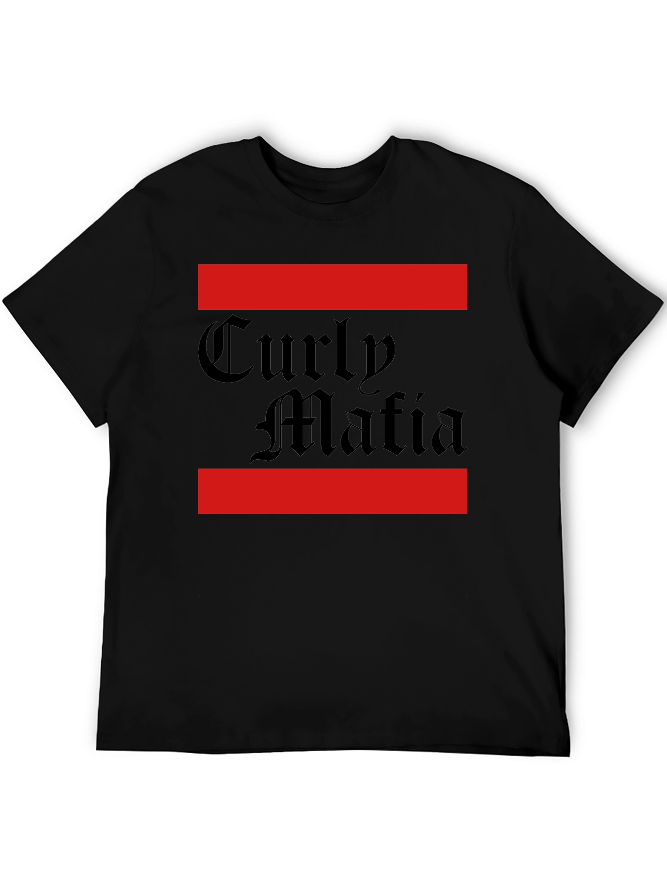 Curly Mafia Black Graphic T-Shirt - Bold Design