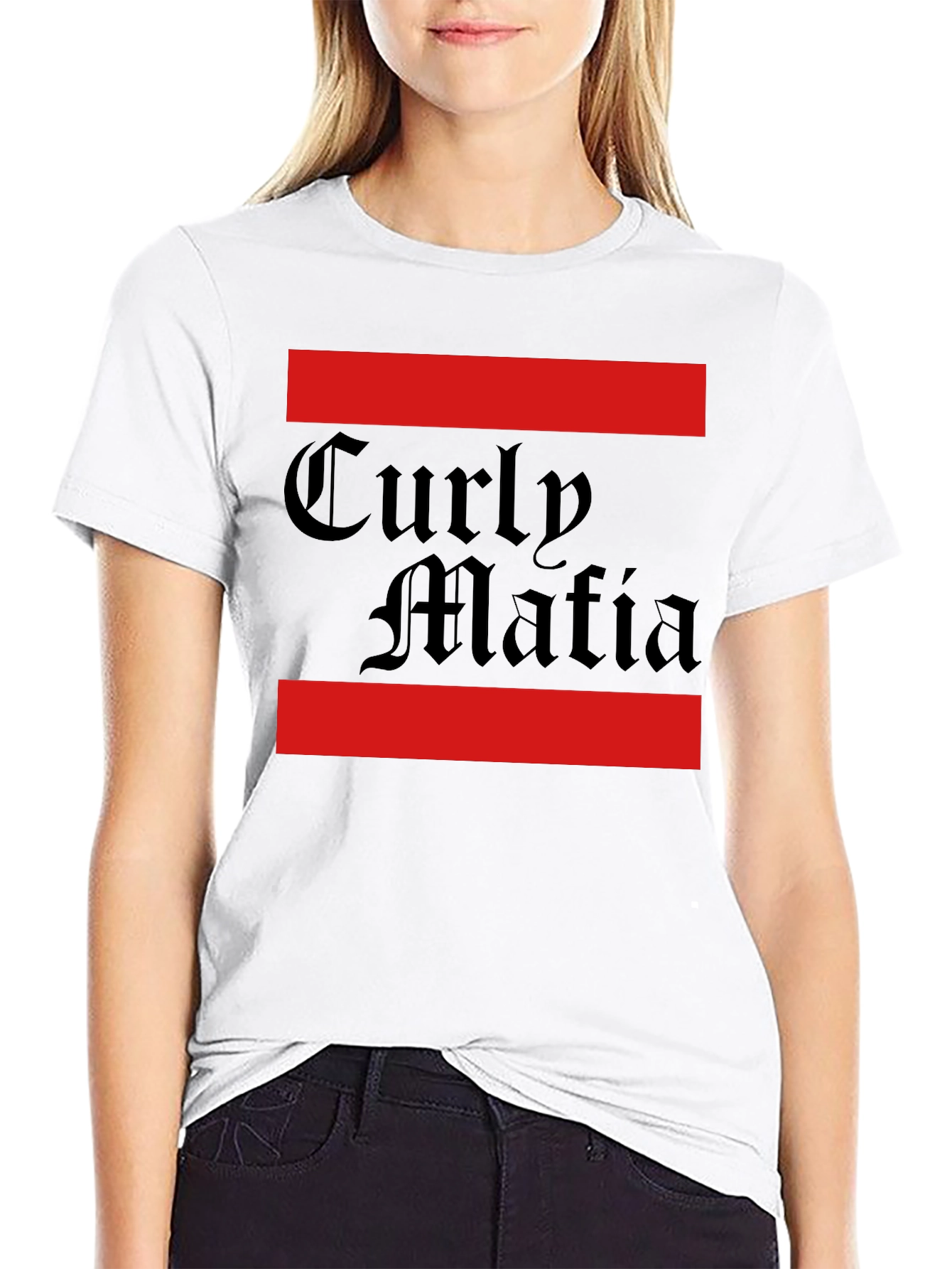 Curly Mafia Black Graphic T-Shirt - Bold Design