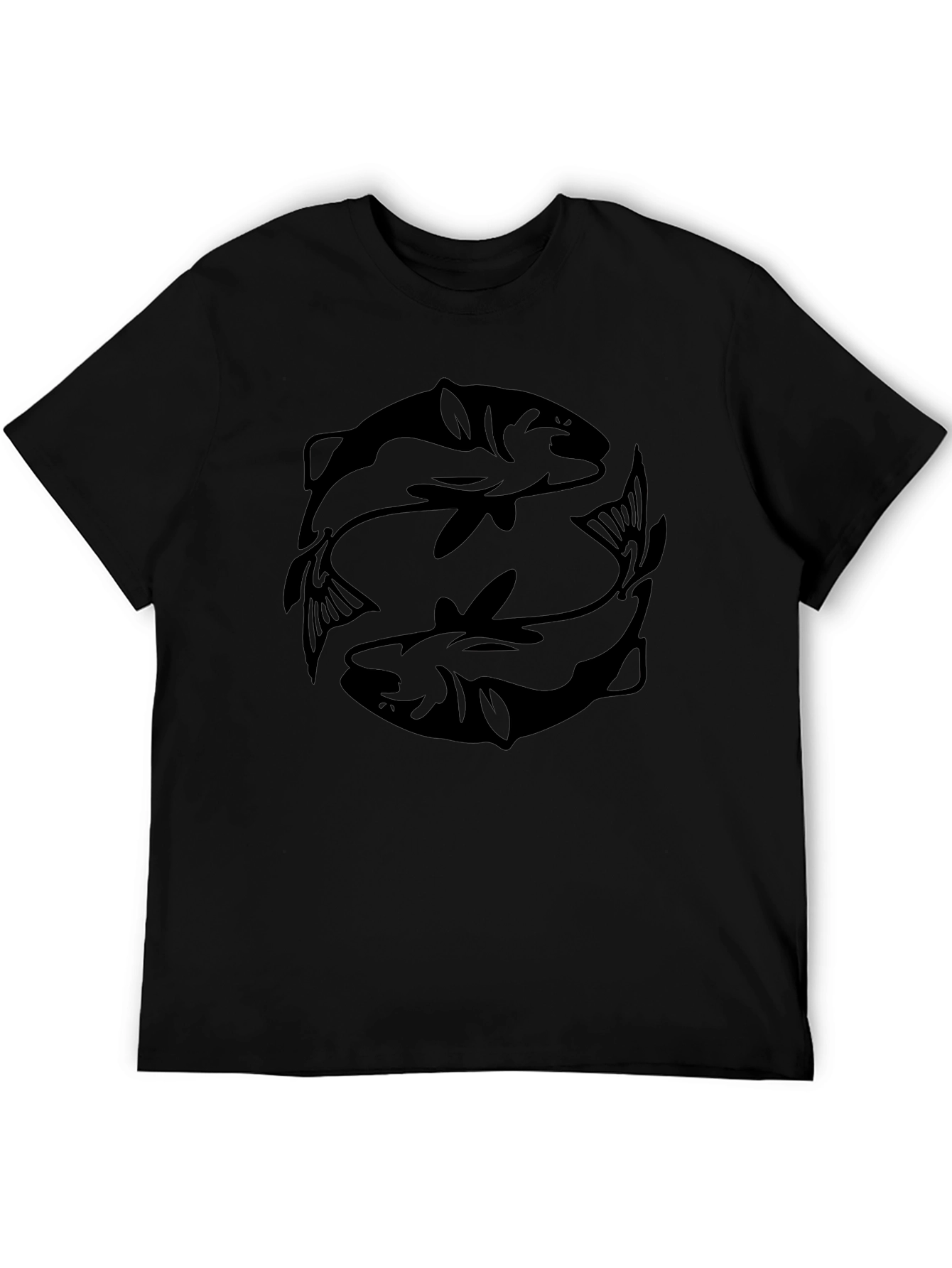 Black Pisces Graphic Tee - Zodiac Fish Design