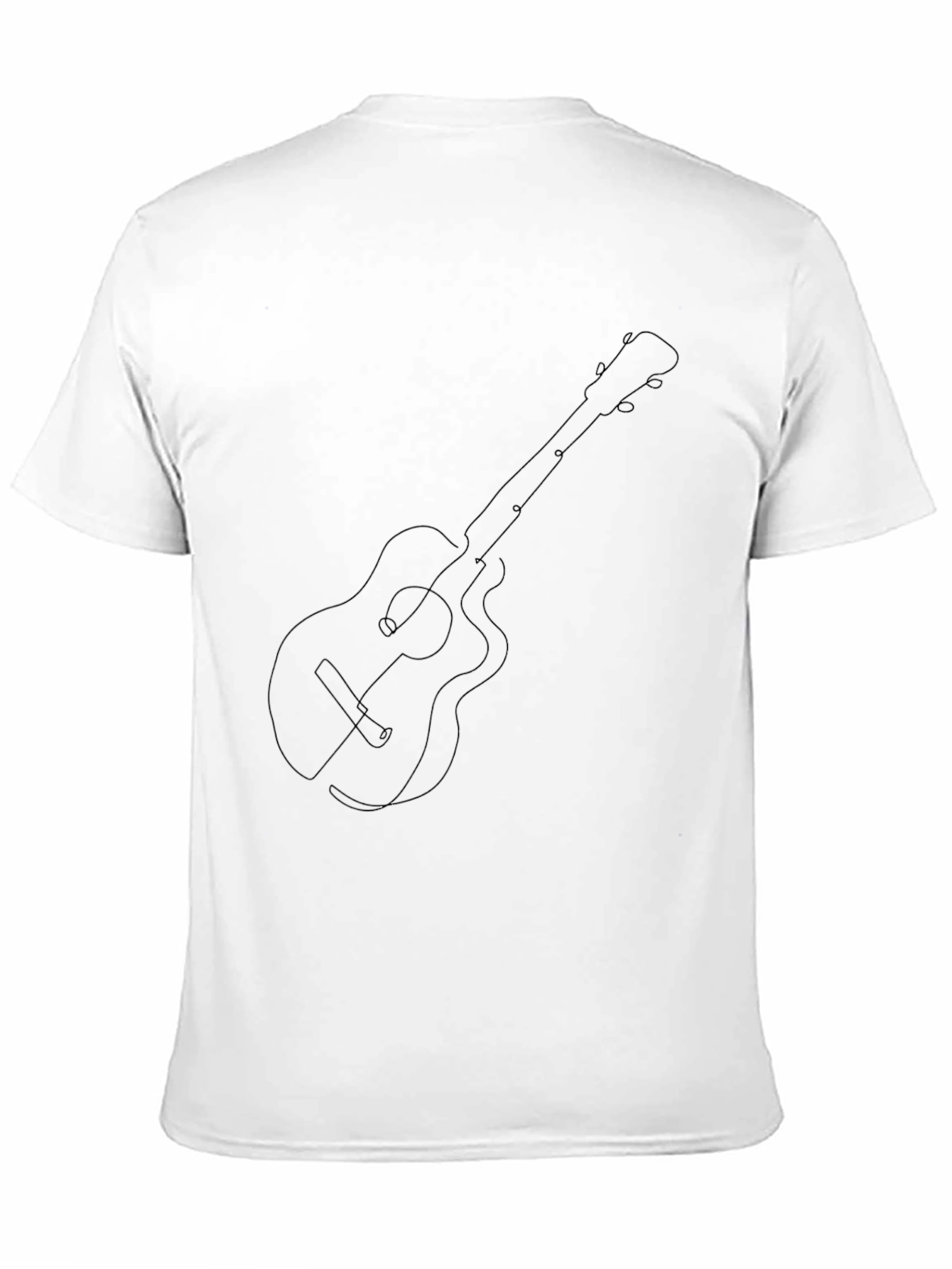 Guitar Line Art Graphic Tee - Black Cotton Blend