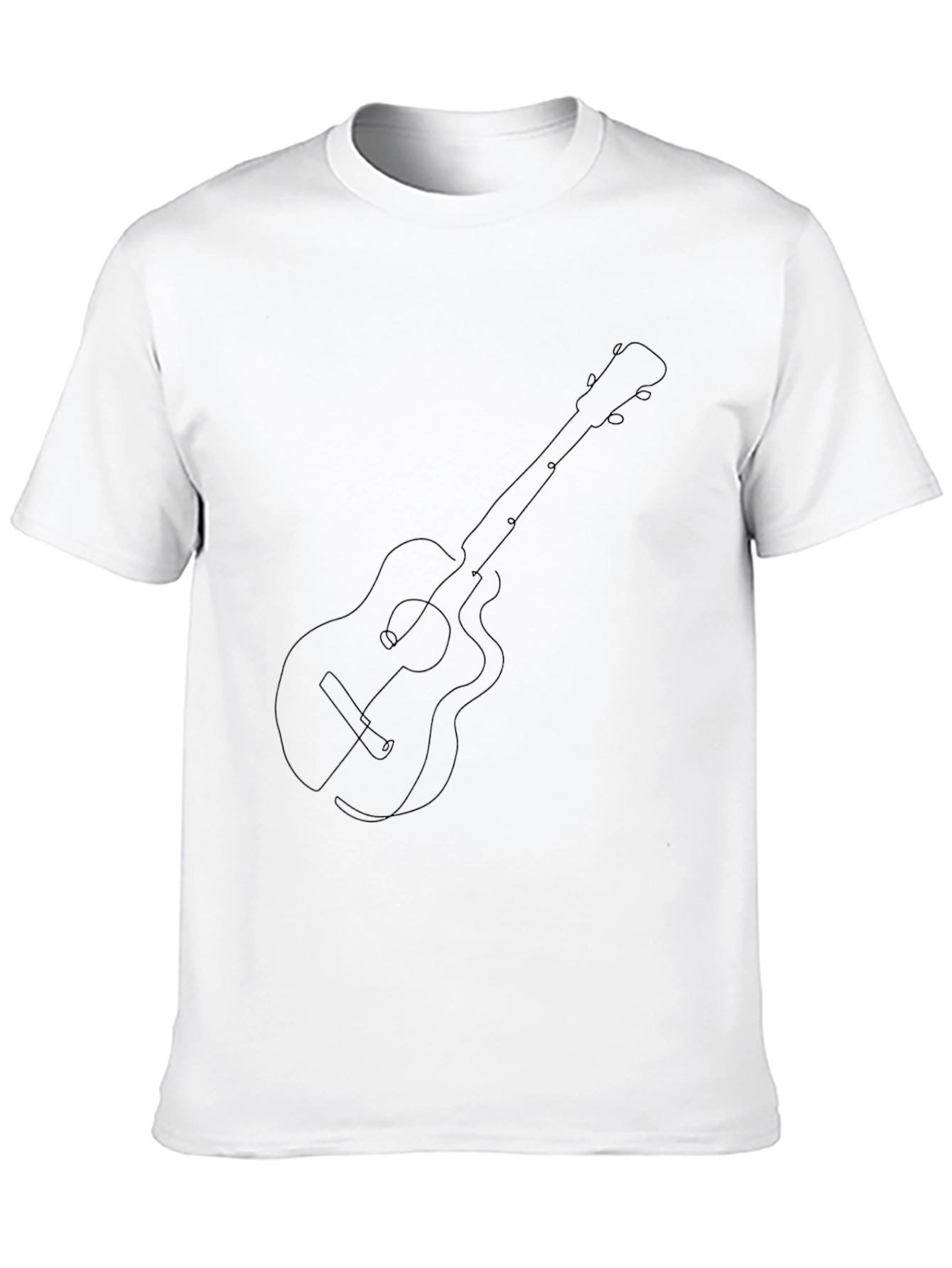 Guitar Line Art Graphic Tee - Black Cotton Blend