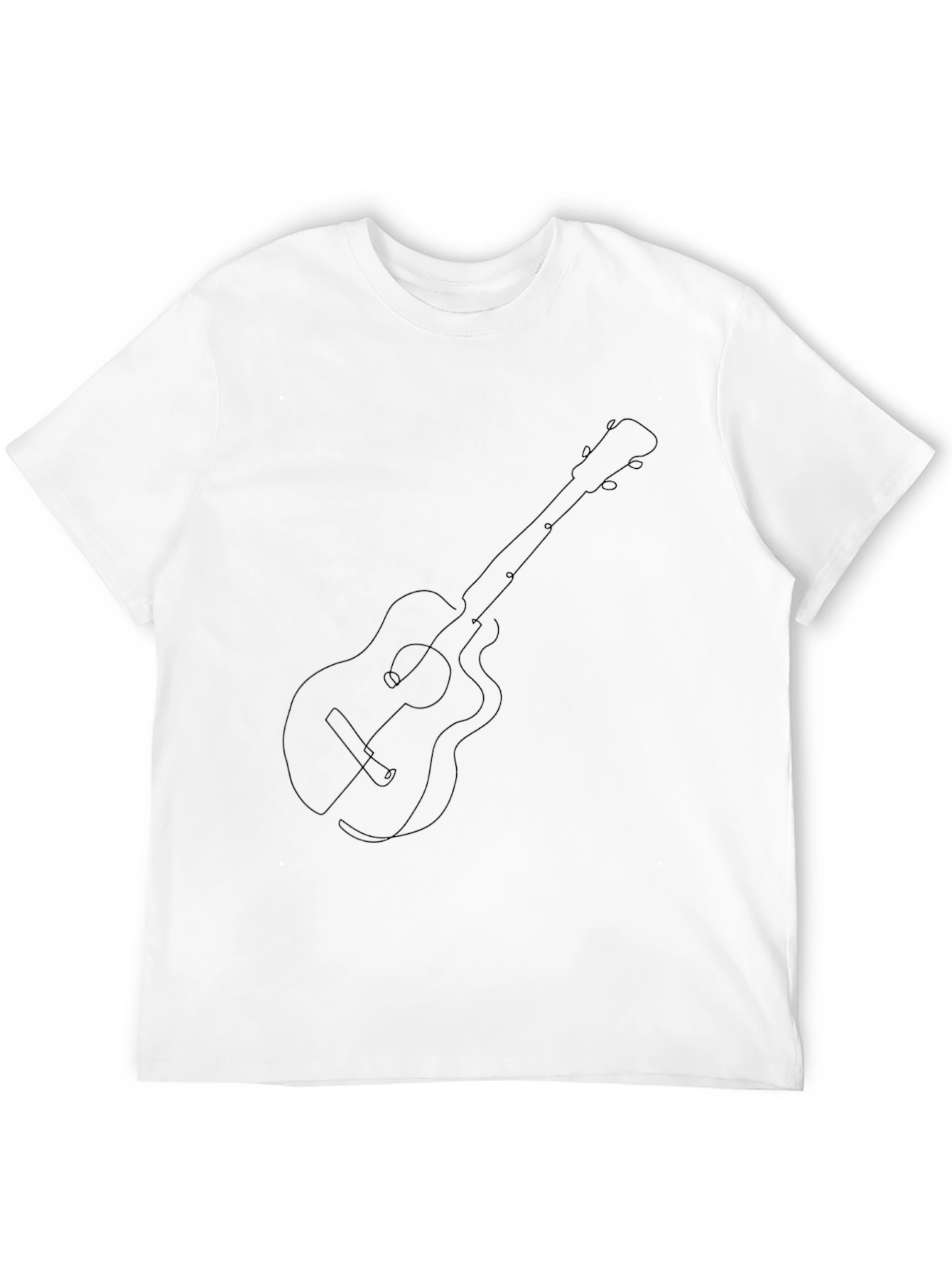 Guitar Line Art Graphic Tee - Black Cotton Blend