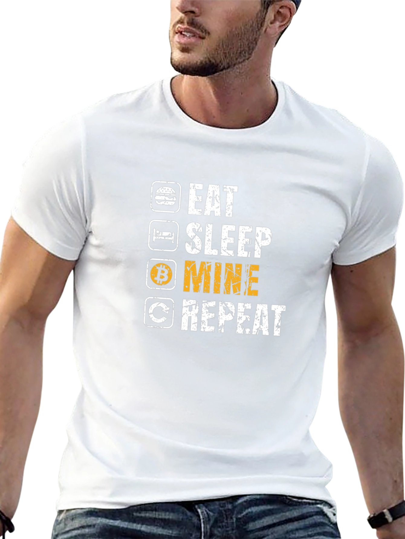 Eat Sleep Mine Repeat Bitcoin Crypto T-Shirt