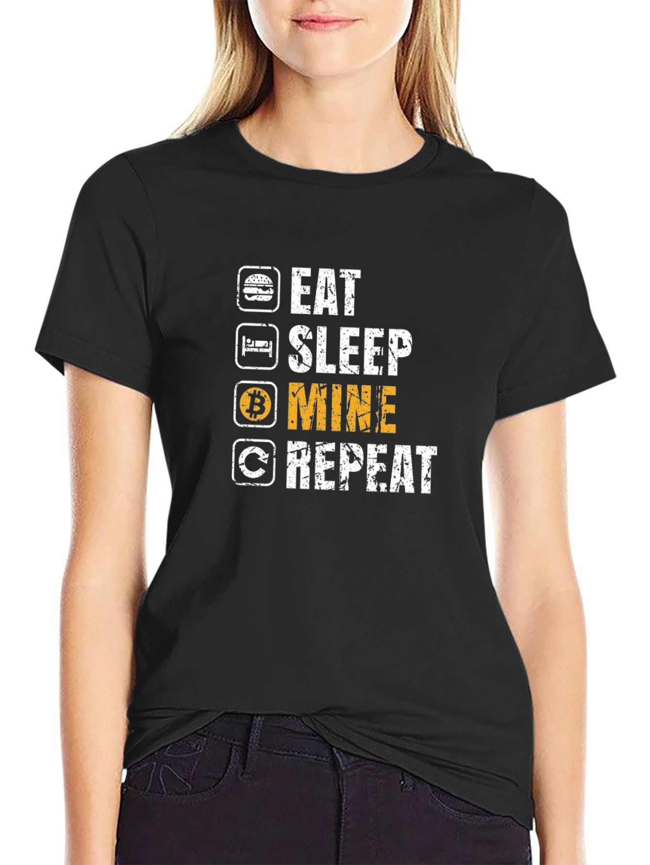 Eat Sleep Mine Repeat Bitcoin Crypto T-Shirt