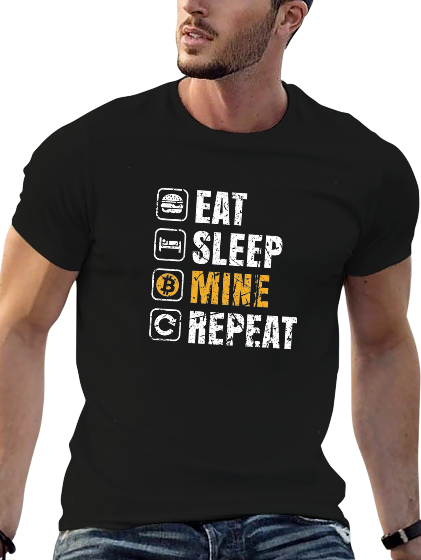 Eat Sleep Mine Repeat Bitcoin Crypto T-Shirt